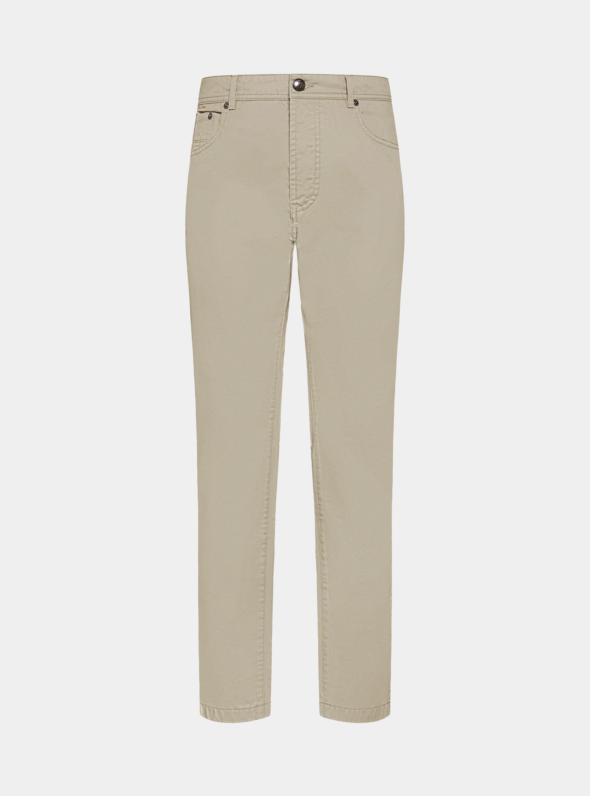 Pantaloni 5 tasche in twill di cotone, SABBIA