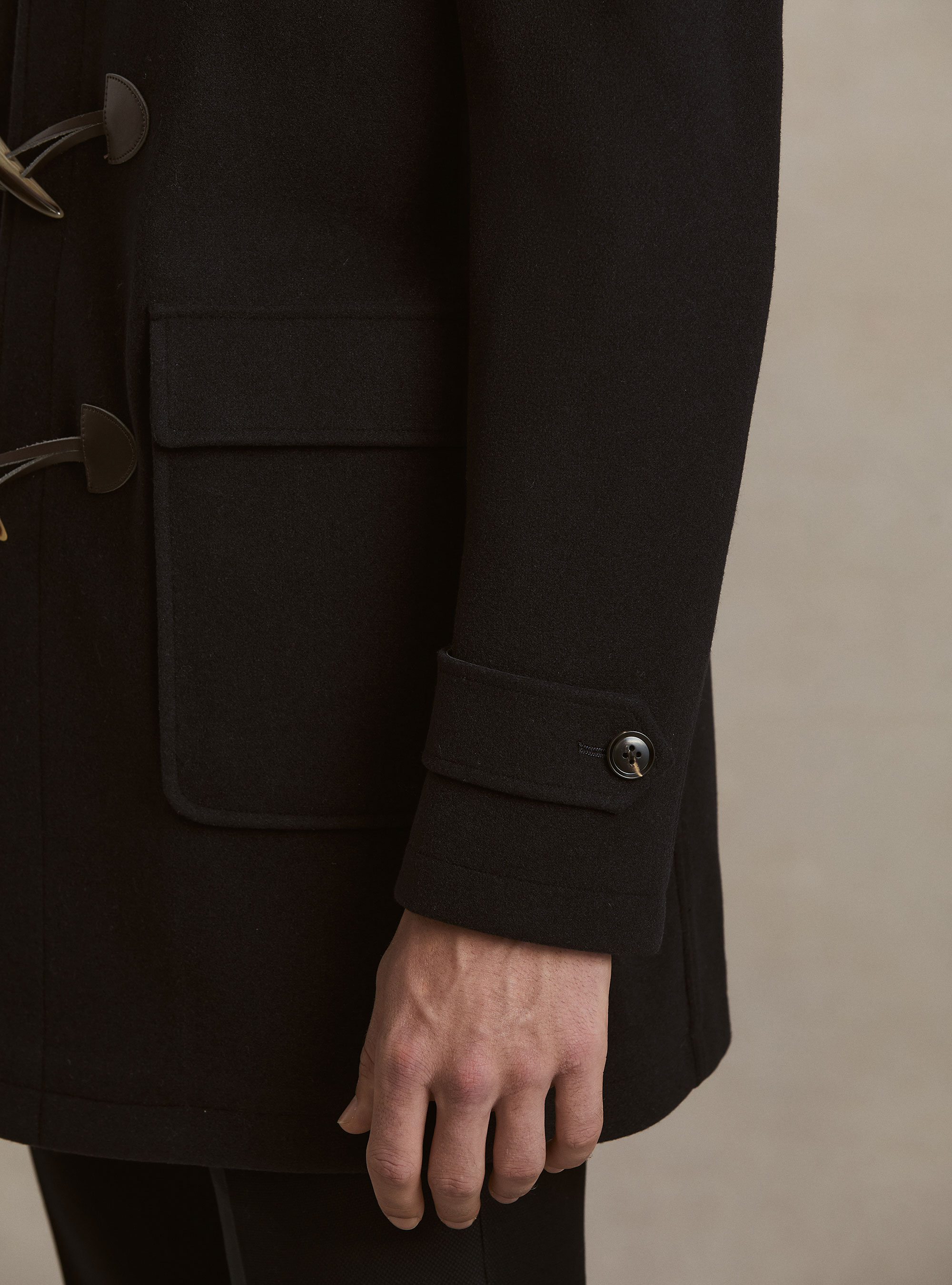 Montgomery con cappuccio in misto lana, BLU NAVY