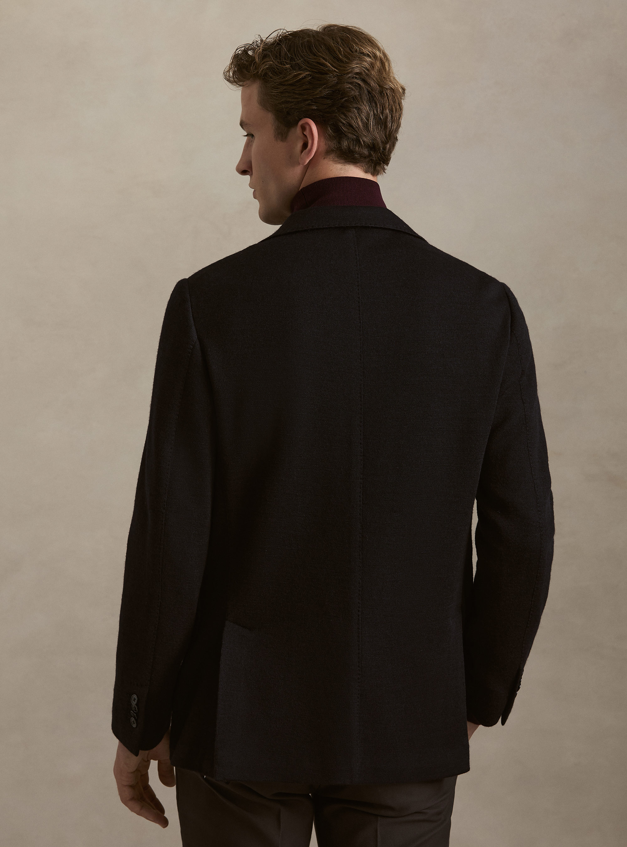Giacca in jersey di lana e cotone, BLU NAVY