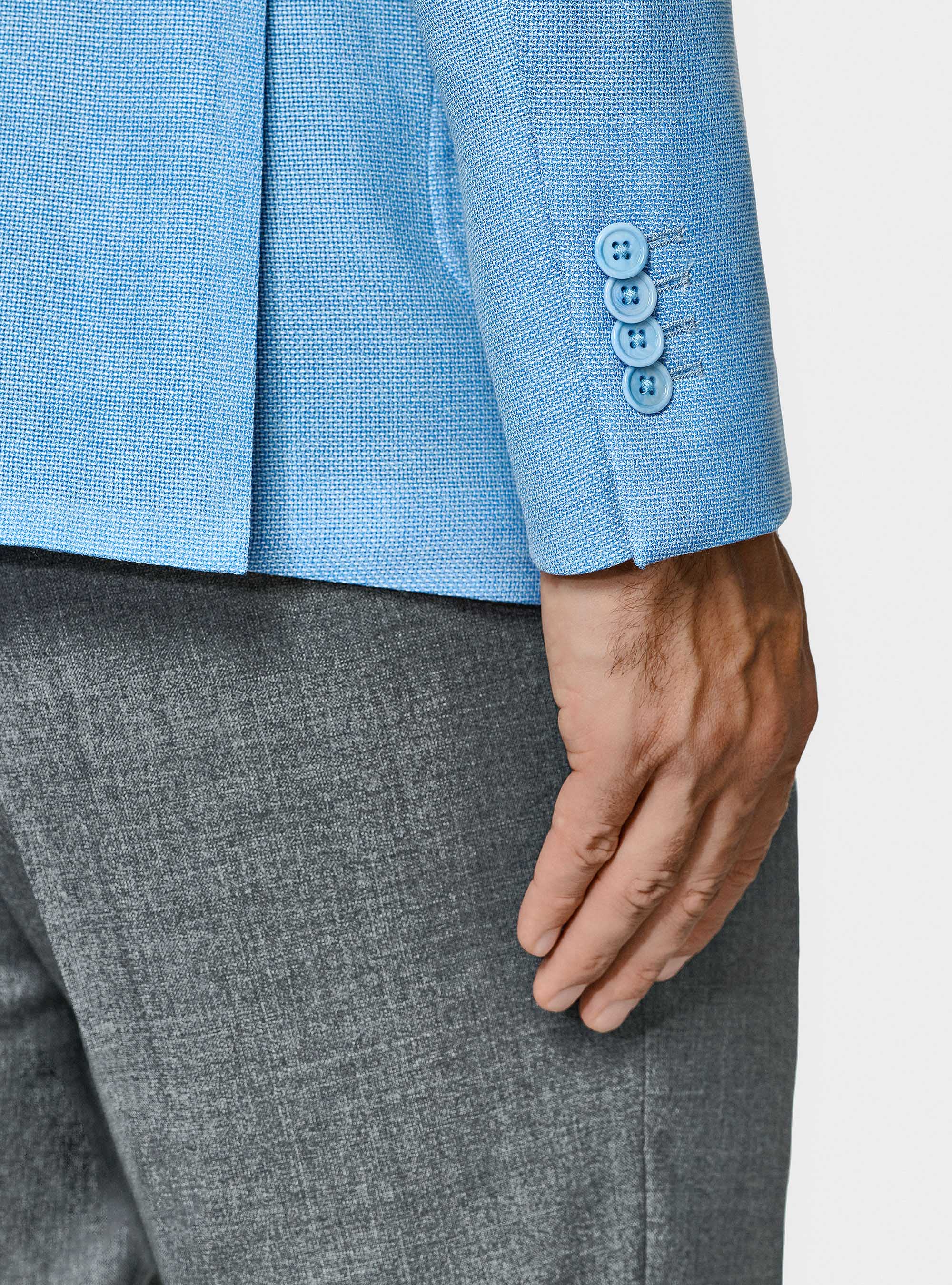 Giacca hopsack in lana Vitale Barberis Canonico, AZZURRO