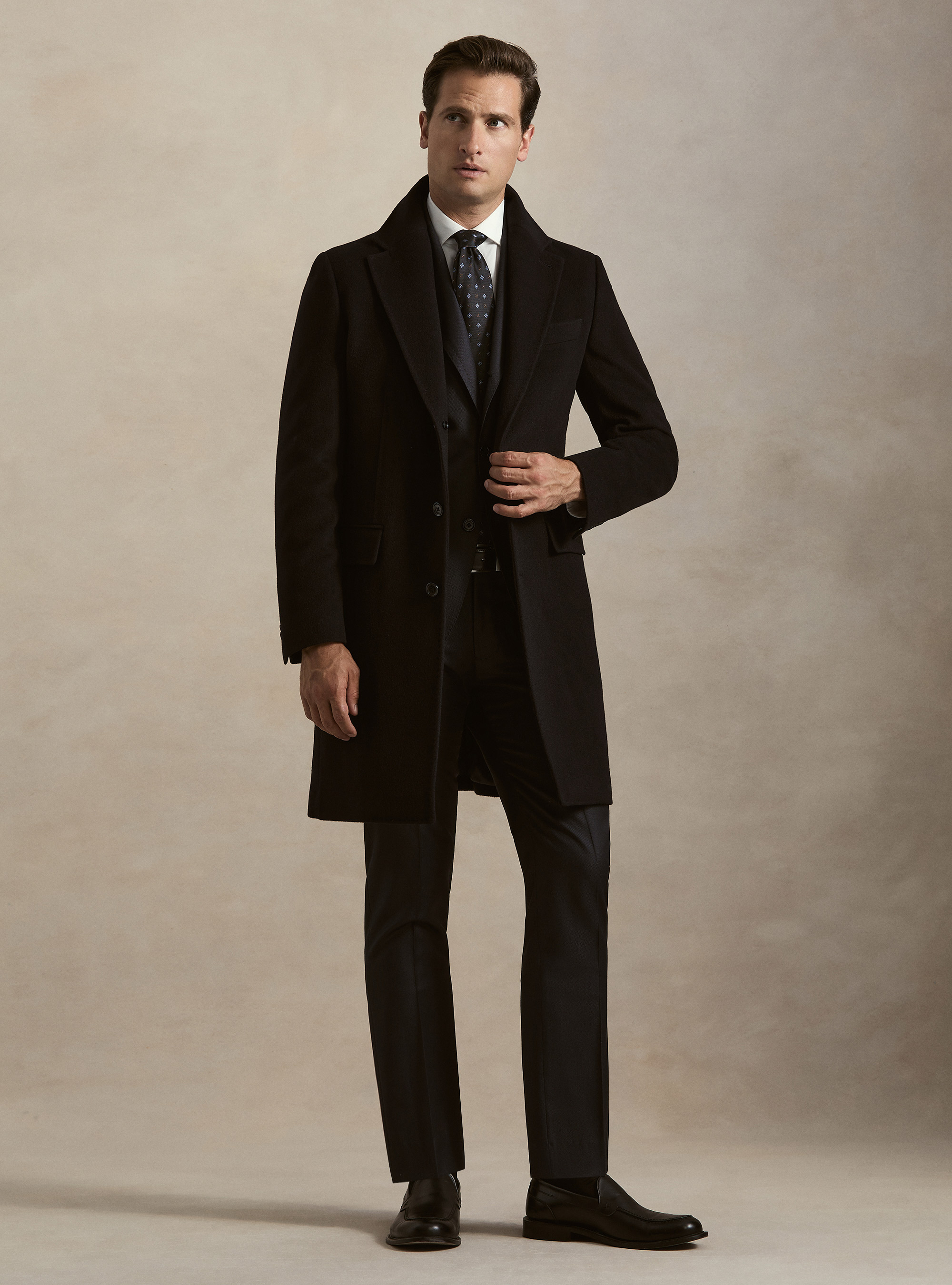 Cappotto monopetto in cashmere, BLU NAVY