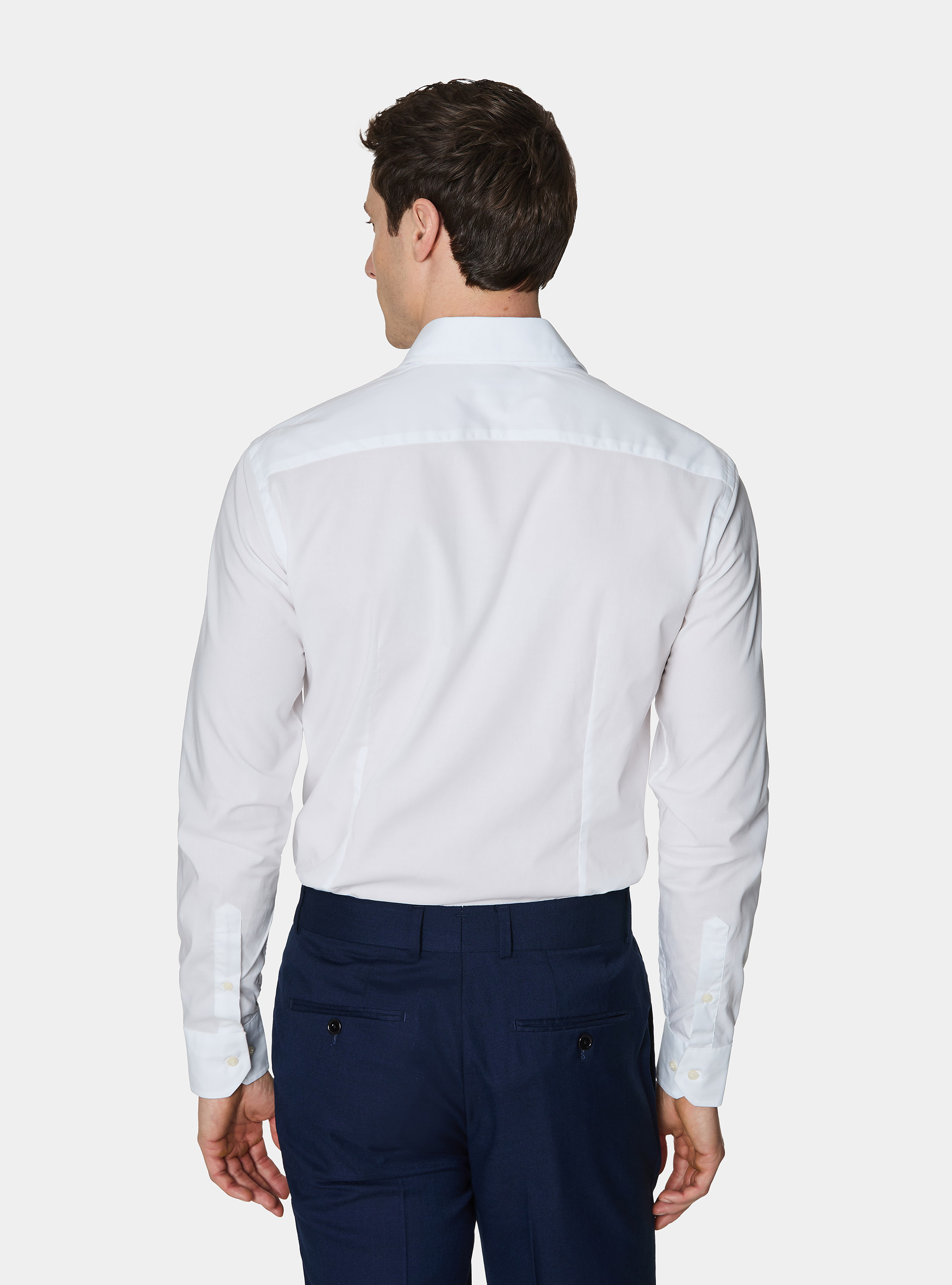 Camicia in cotone popeline stretch, BIANCO