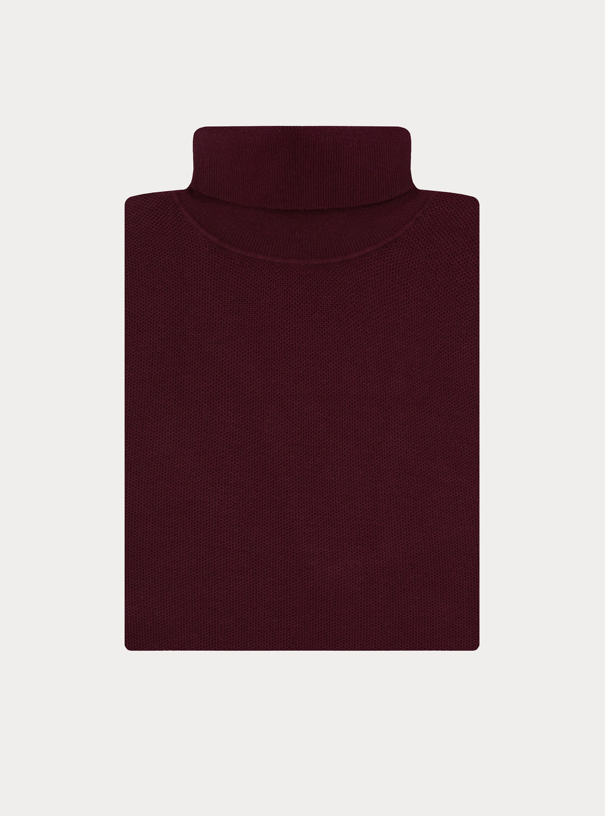 Dolcevita in maglia nido d'ape in cotone e cashmere, BORDEAUX