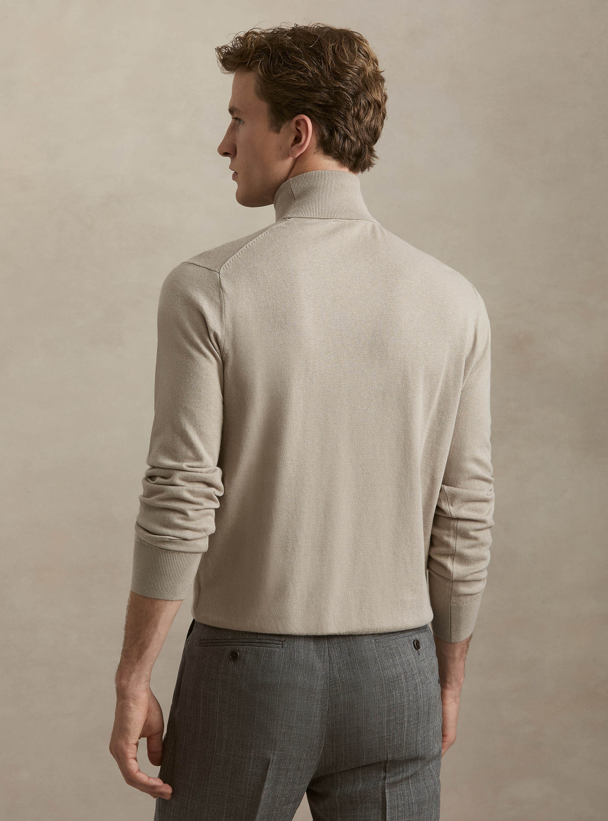 Dolcevita in cotone e cashmere, SABBIA