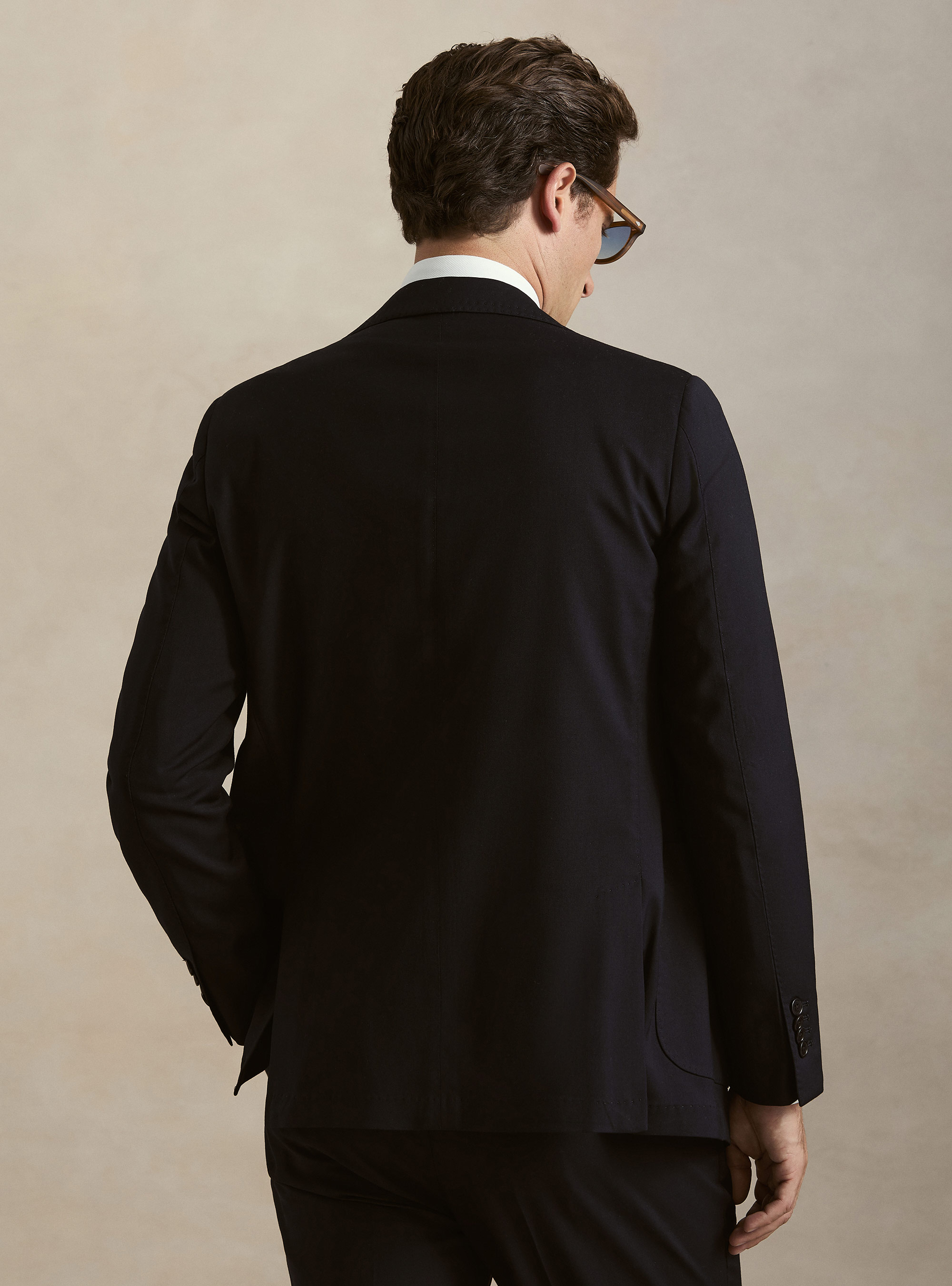 Giacca doppiopetto in tessuto stretch, BLU NAVY