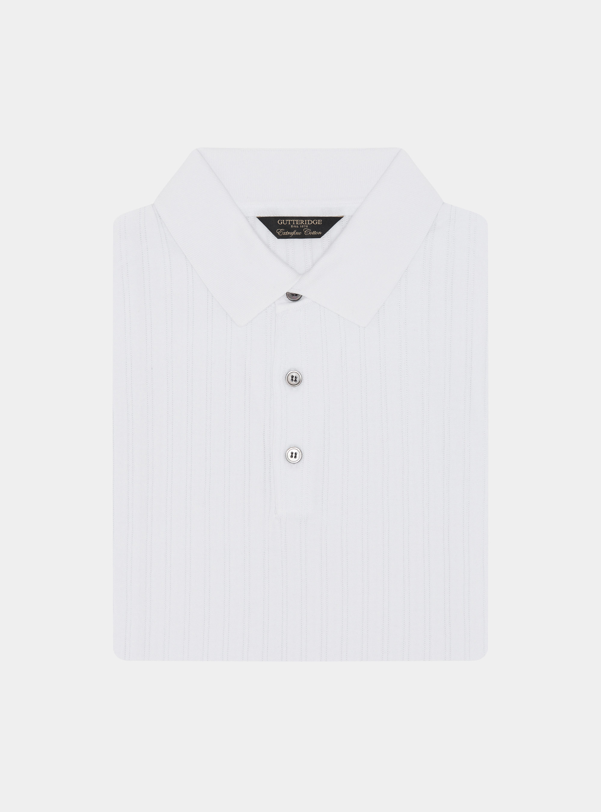 Polo in maglia in cotone extrafine a costa traforata, BIANCO
