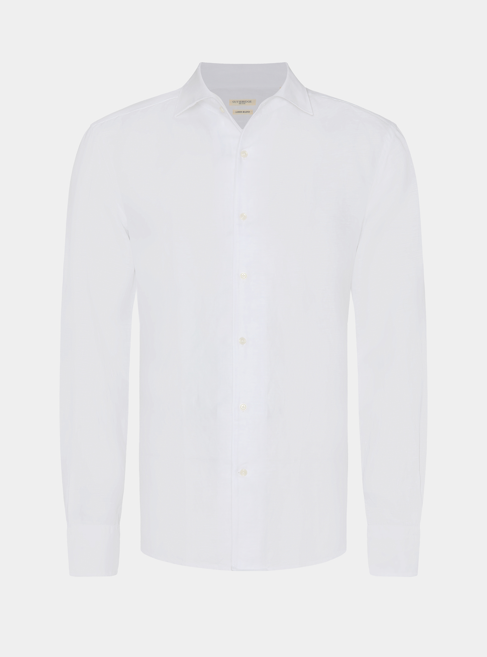 Camicia in misto lino con paramontura, BIANCO