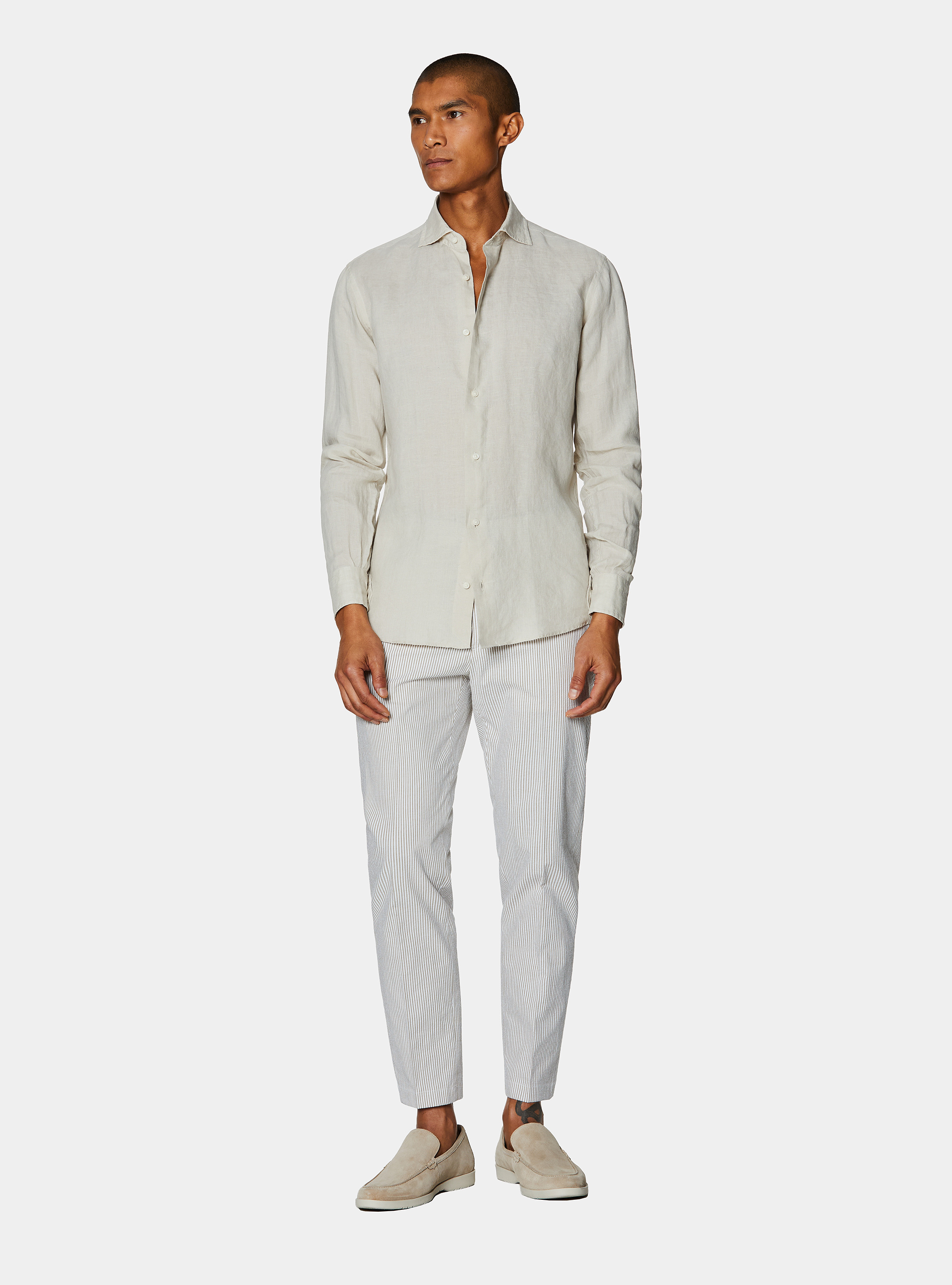 Camicia in puro lino, ECRU 0536C