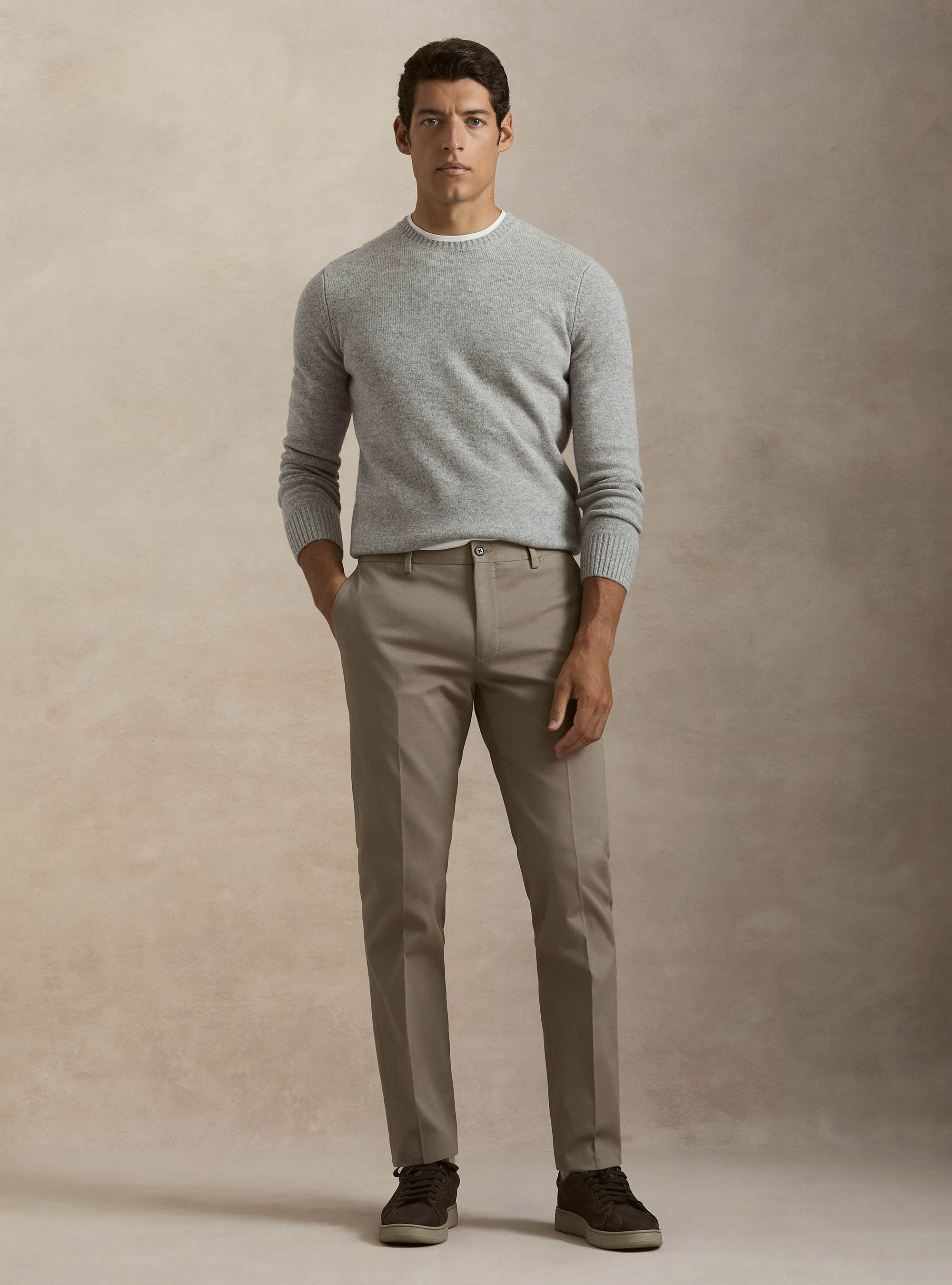 Pantaloni in cotone smerigliato, FANGO 0568C
