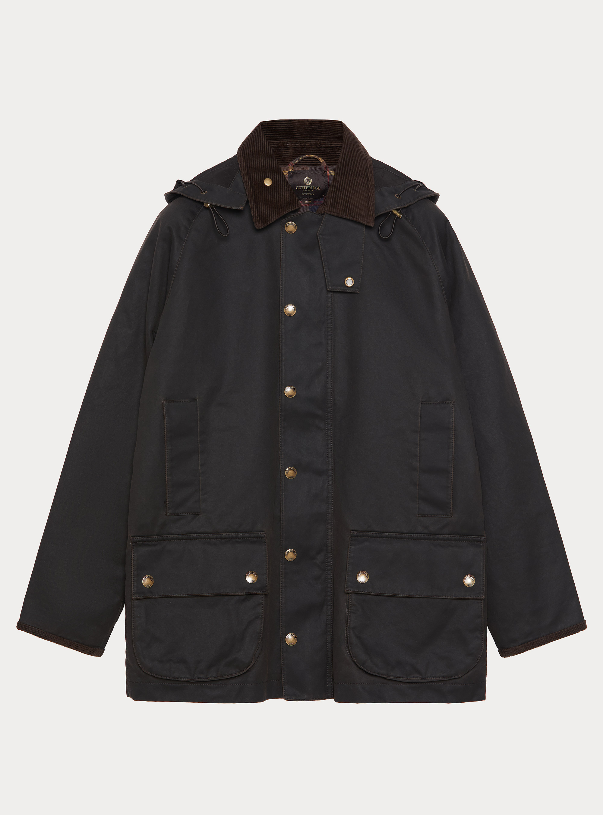 Giacca cerata in misto cotone, MARRONE