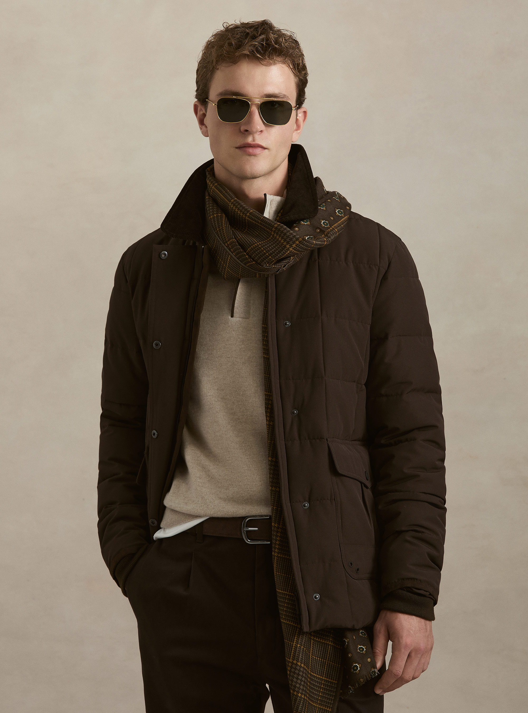 Giubbino classico trapuntato con collo camicia, MARRONE 0508C
