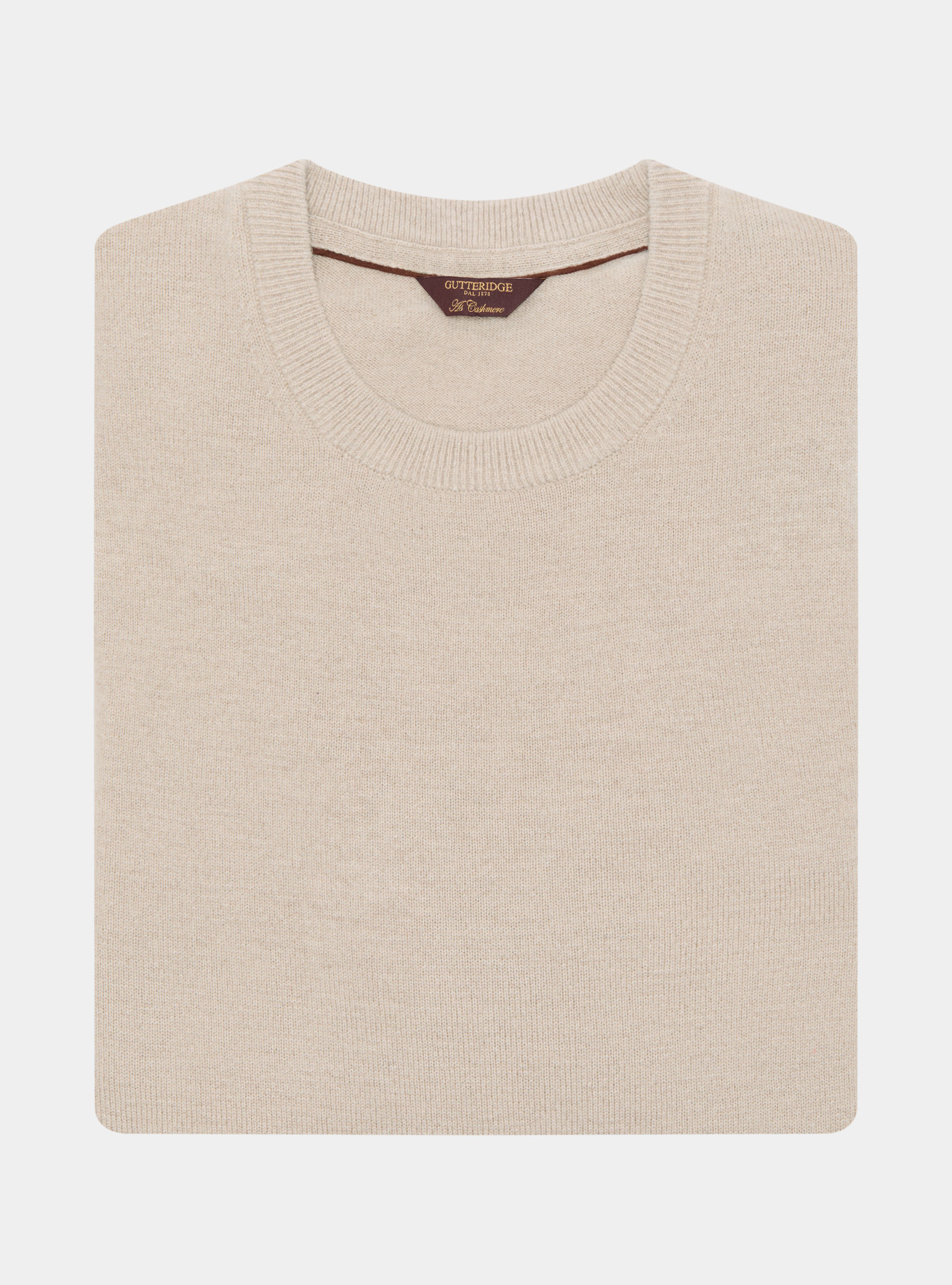 Maglia girocollo in lana lambswool e cashmere, ECRU