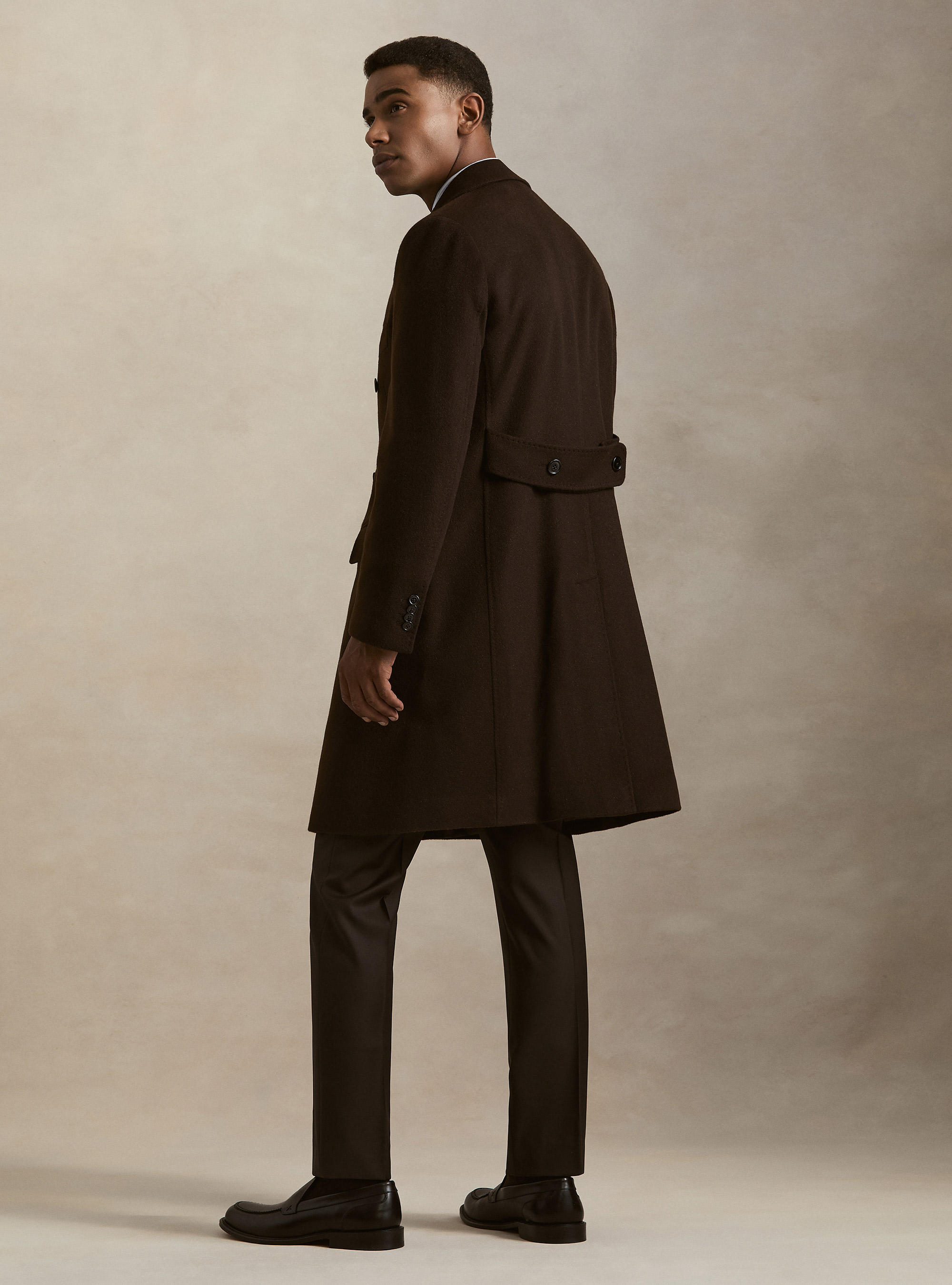Cappotto doppiopetto in cashmere, MARRONE