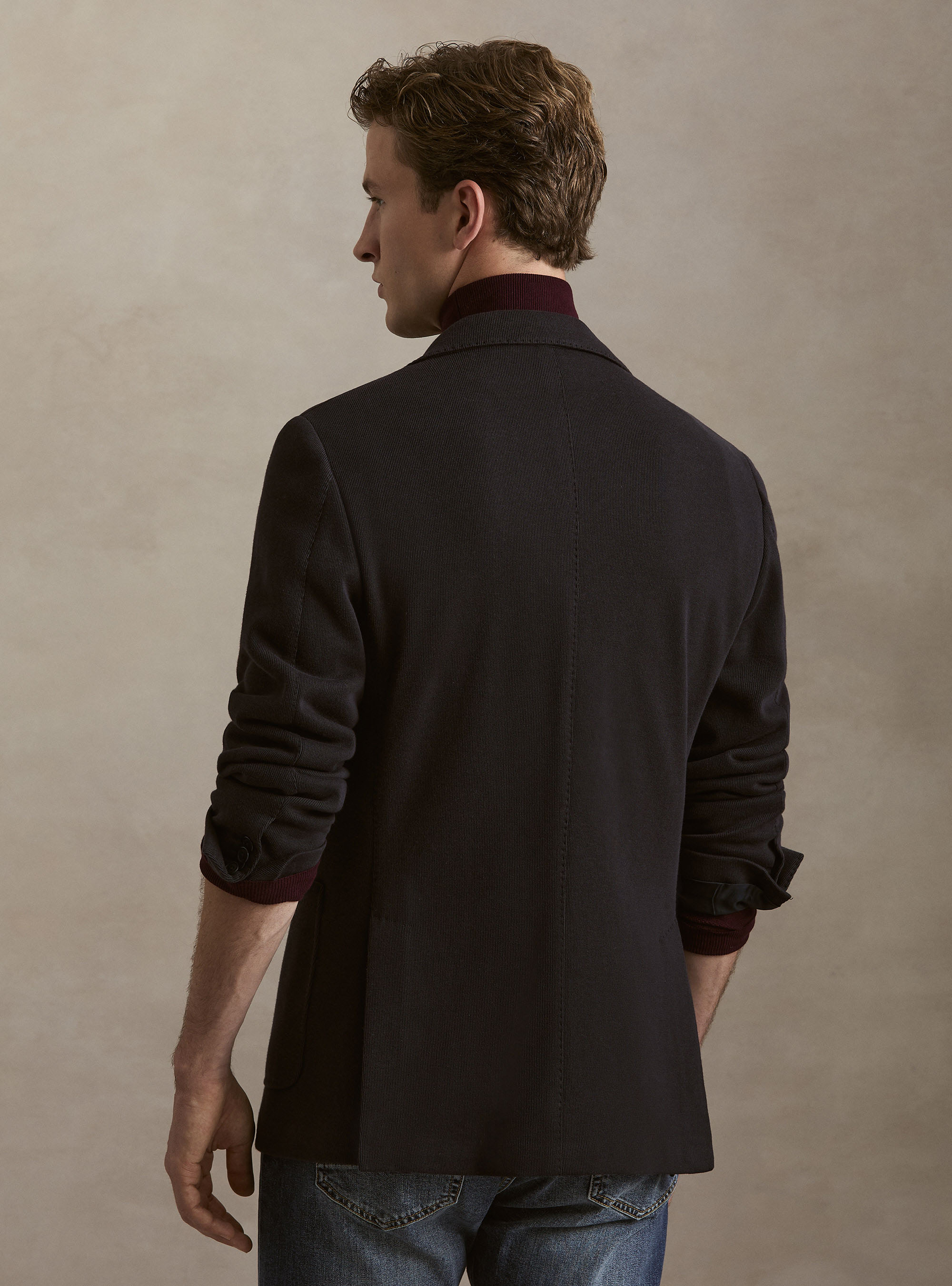 Giacca in jersey di misto cotone, BLU NAVY