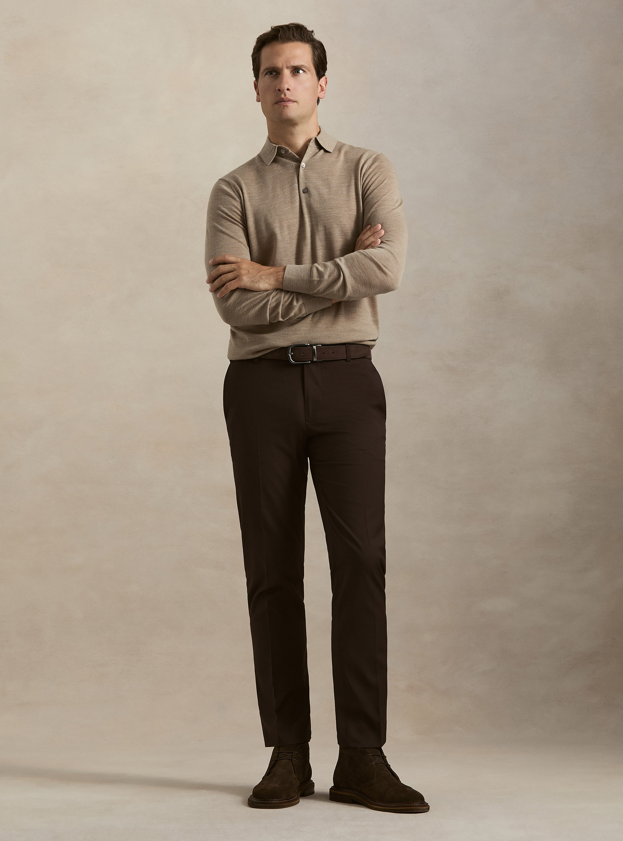 Polo in maglia in lana merino extrafine, FANGO 0555C