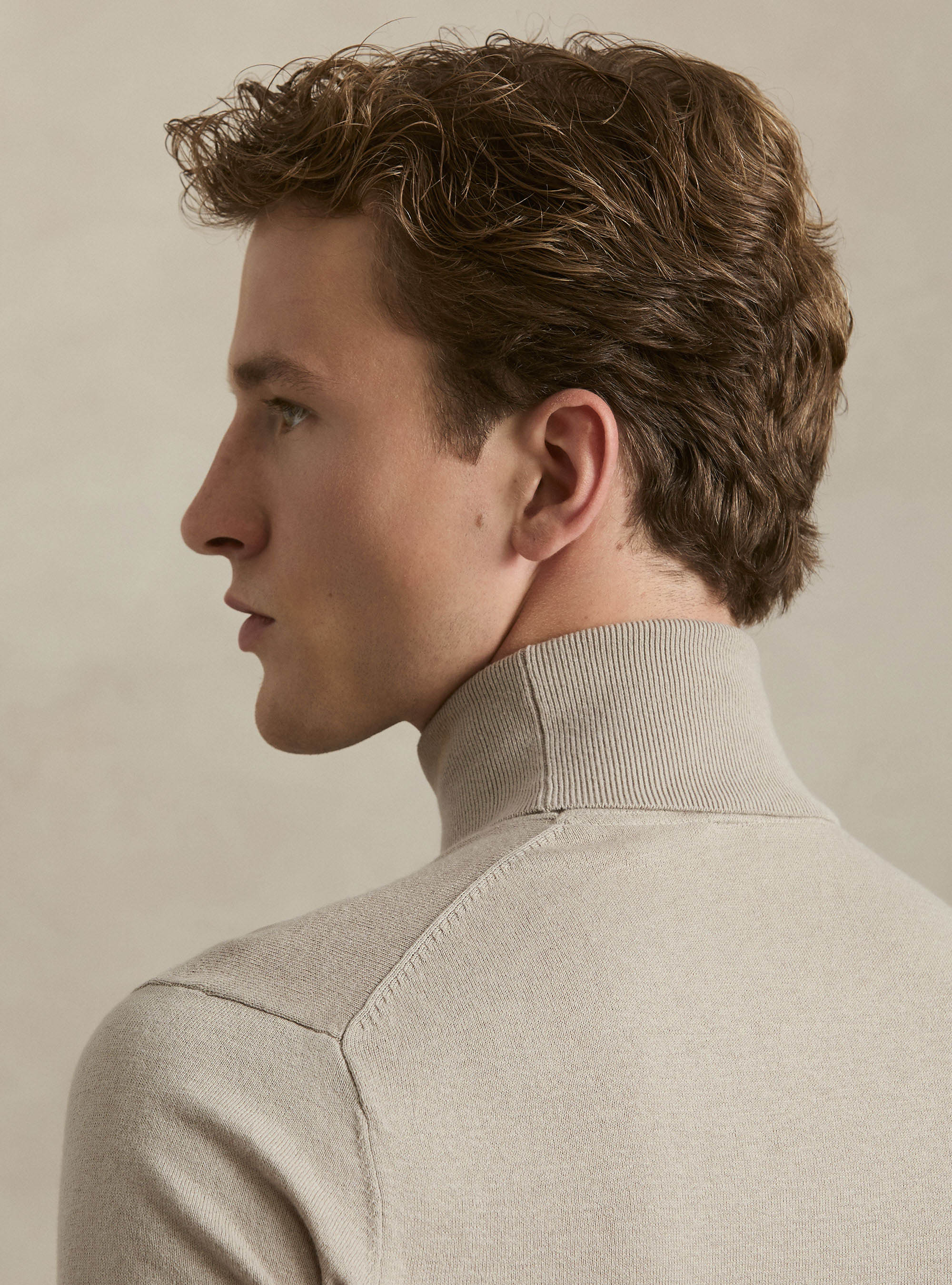 Dolcevita in cotone e cashmere, SABBIA