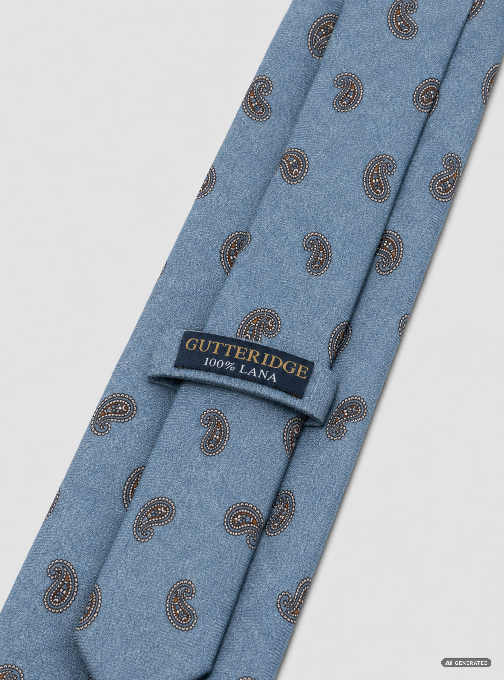 Cravatta in lana stampata fantasia paisley, AZZURRO