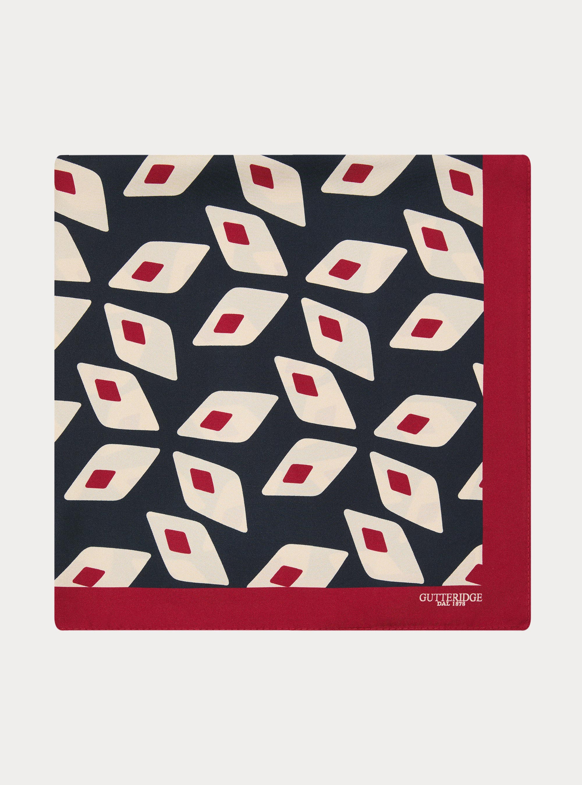 Foulard in seta stampata a fantasia geometrica, BLU NAVY