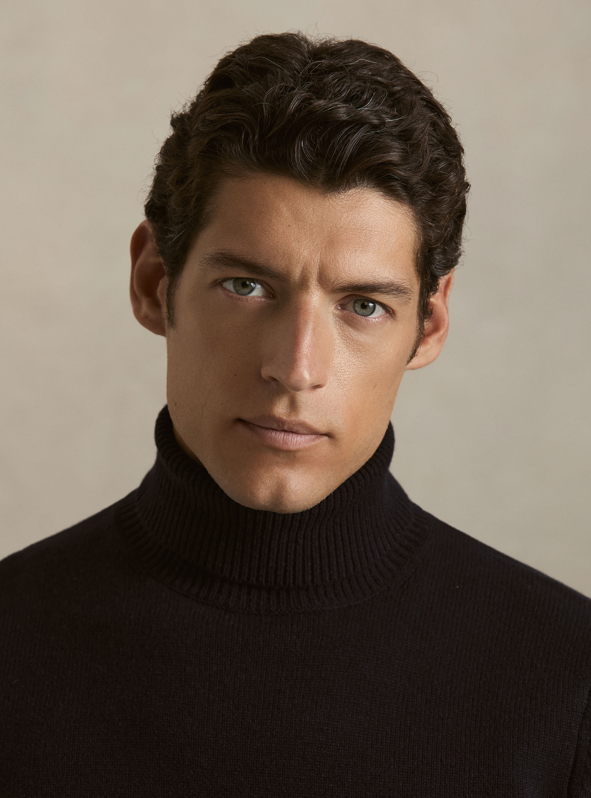 Collo alto in maglia di lana merino, BLU NAVY