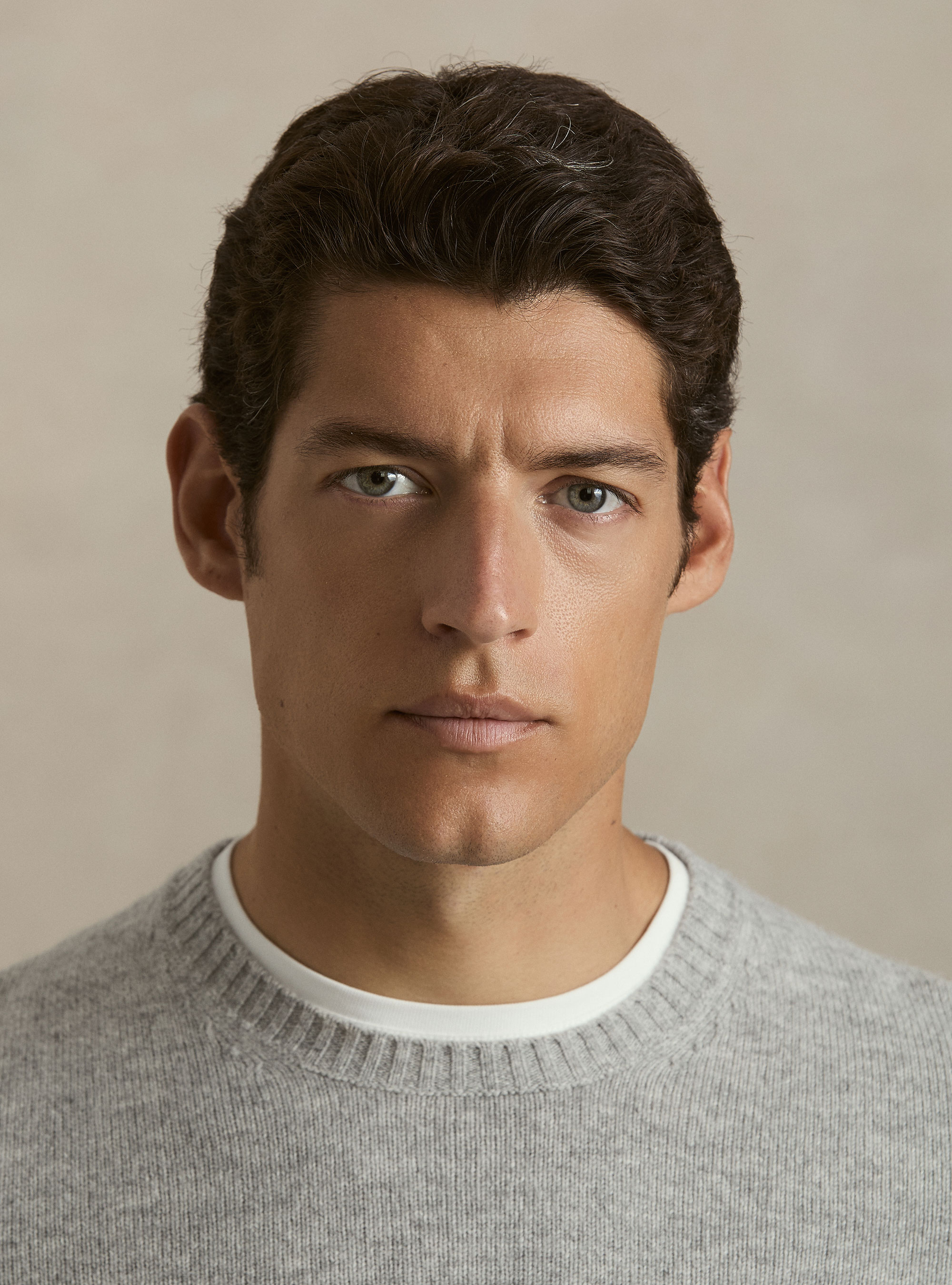 Maglia girocollo in misto lana e cashmere, GRIGIO CHIARO MELANGE