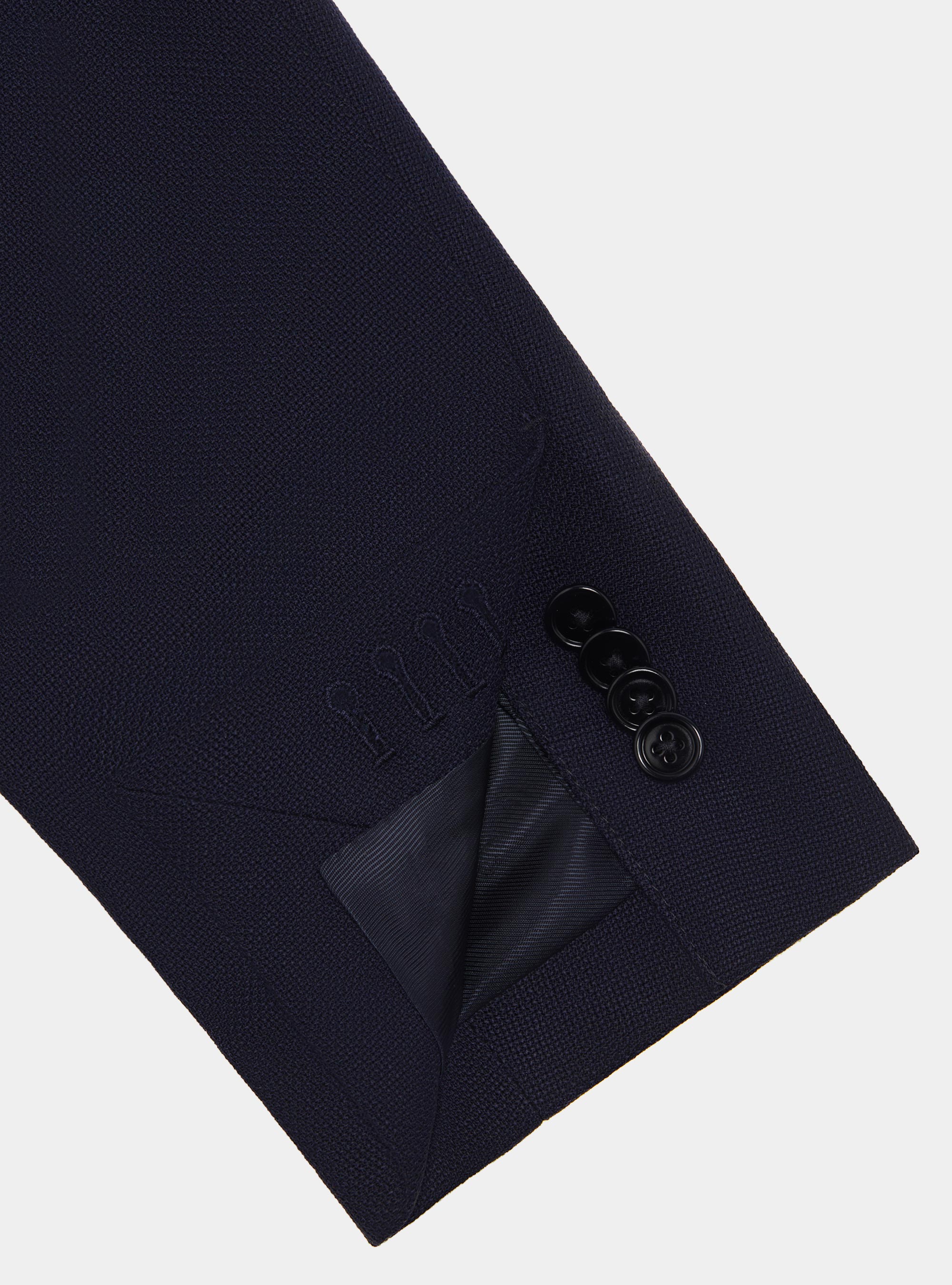 Giacca in pura lana micro texture, BLU NAVY