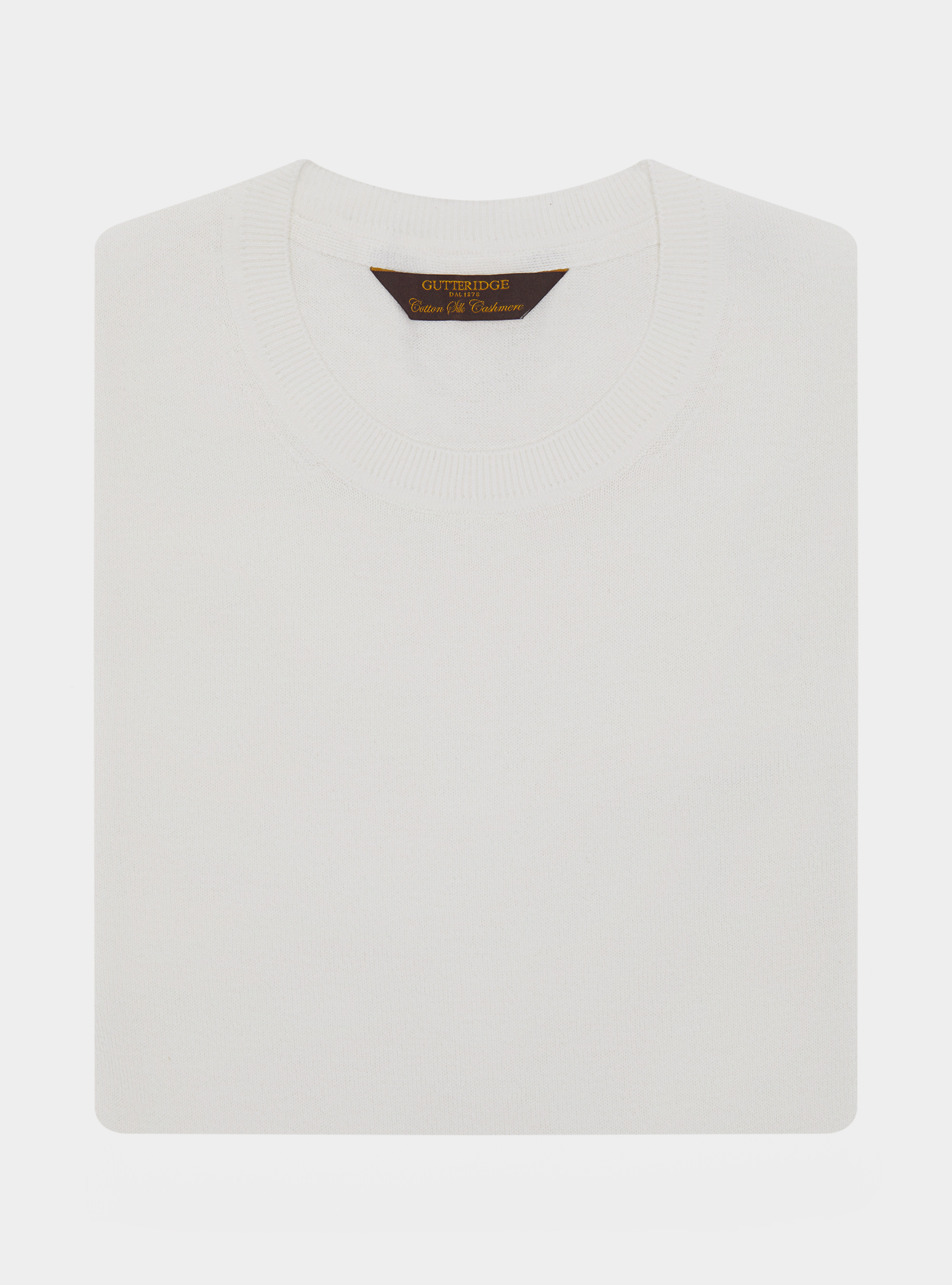 Maglia girocollo in cotone seta e cashmere, BIANCO