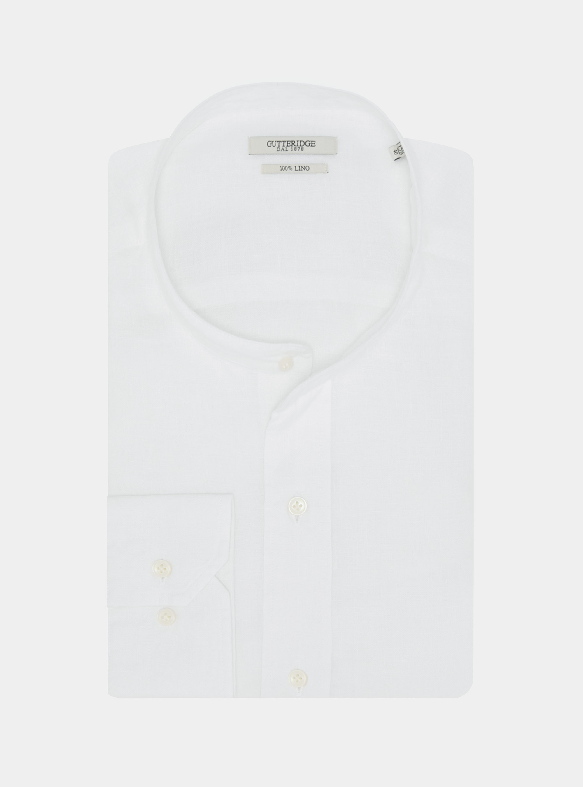 Camicia bianca coreana in puro lino, BIANCO