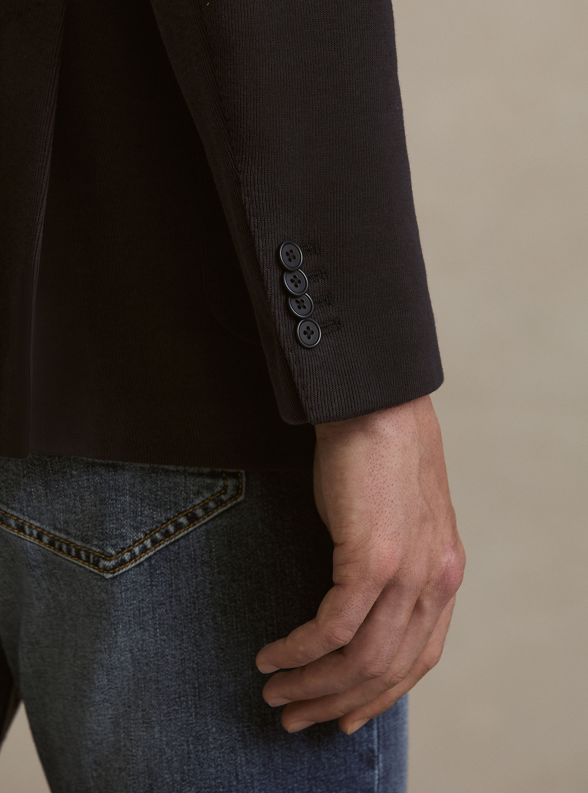 Giacca in jersey di misto cotone, BLU NAVY