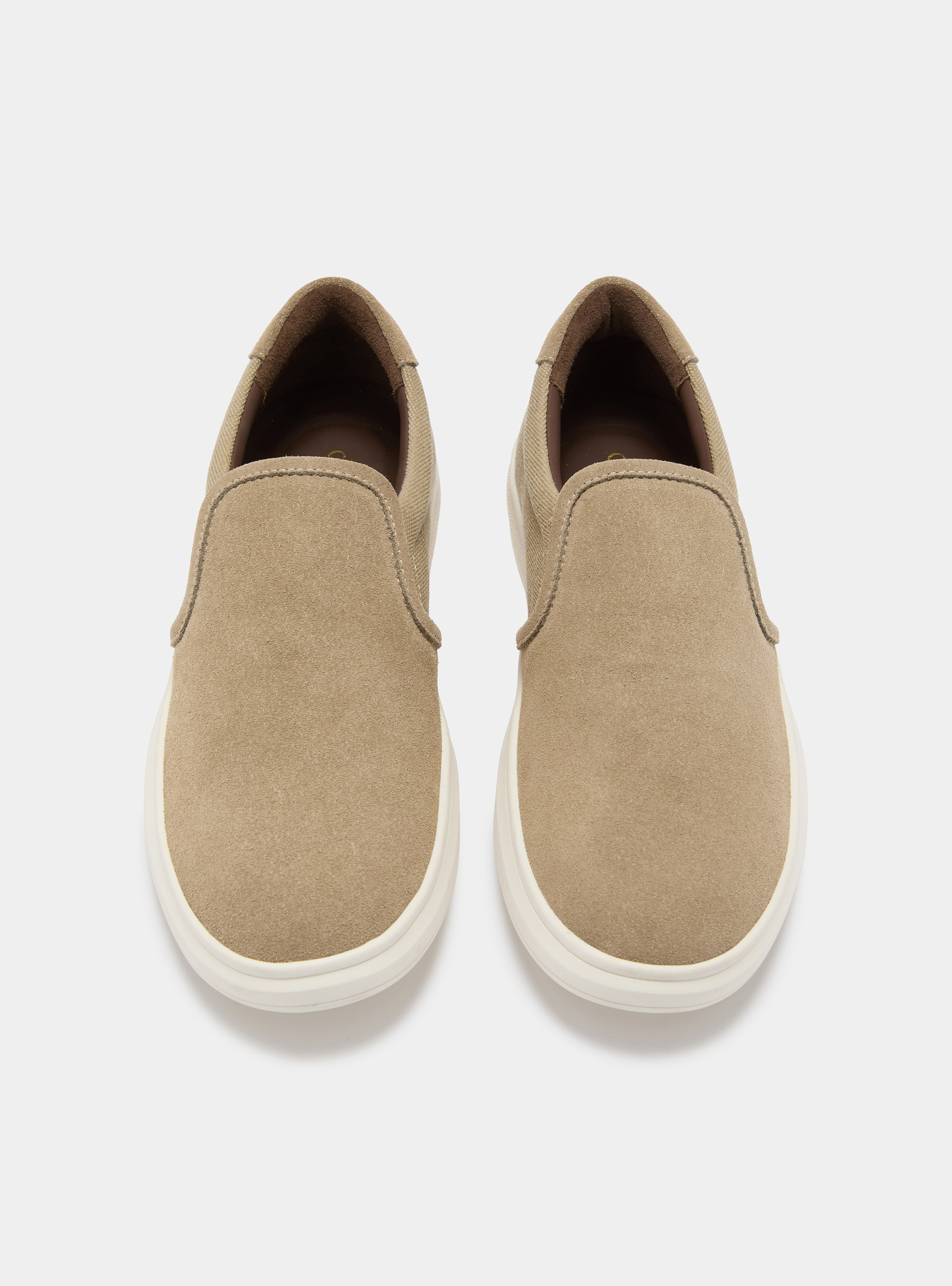 Slip on in suede e canvas, ECRU