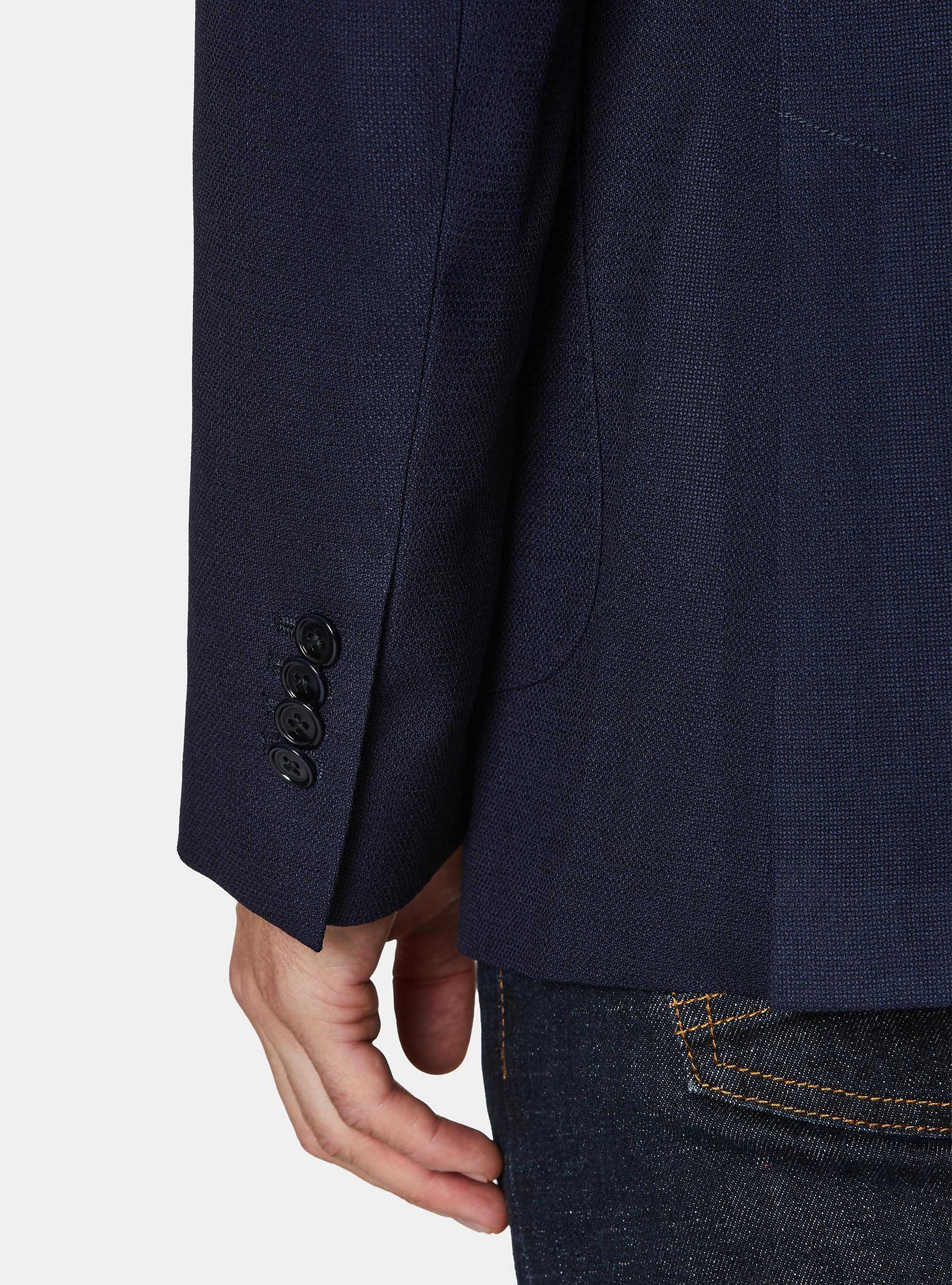 Giacca hopsack in pura lana, BLU NAVY