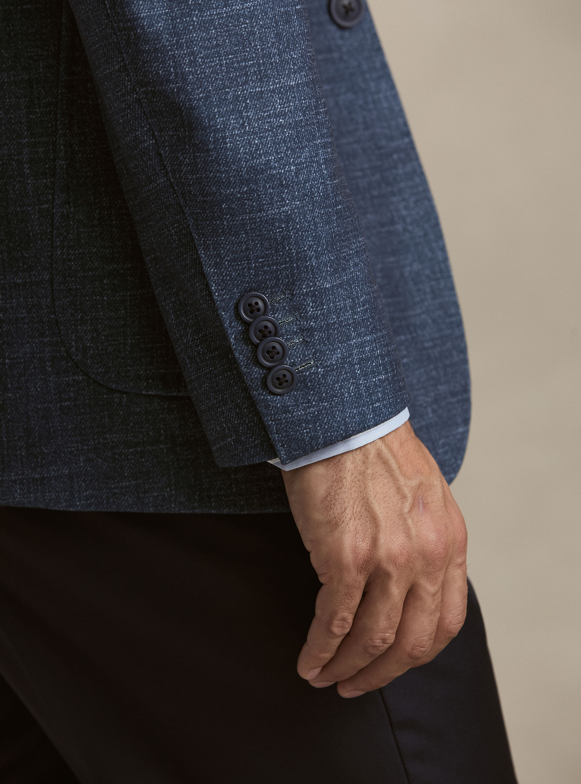 Giacca monopetto in lana jersey stampata, 0243C DENIM