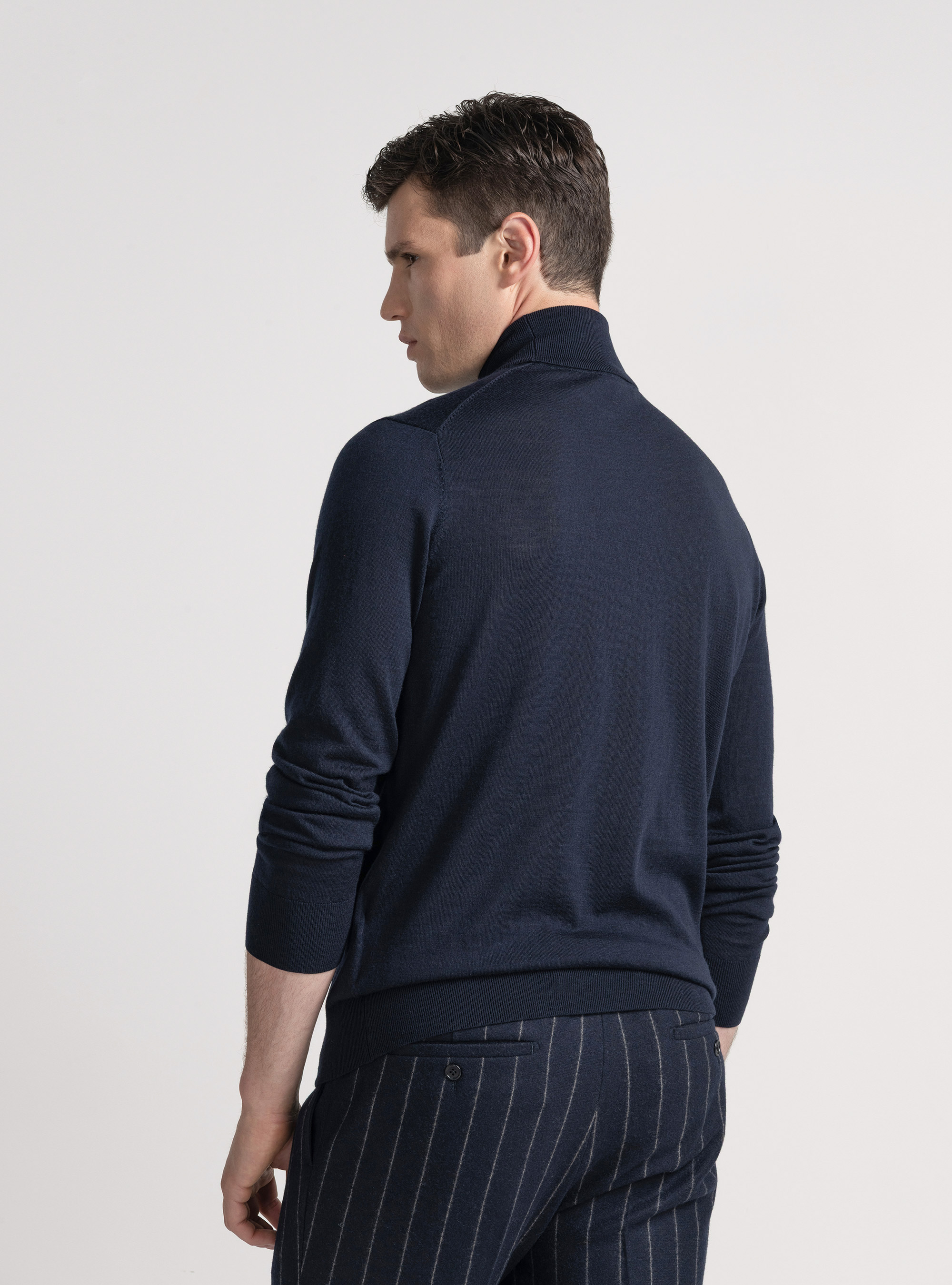 Dolcevita in pura lana merino extrafine, BLU NAVY