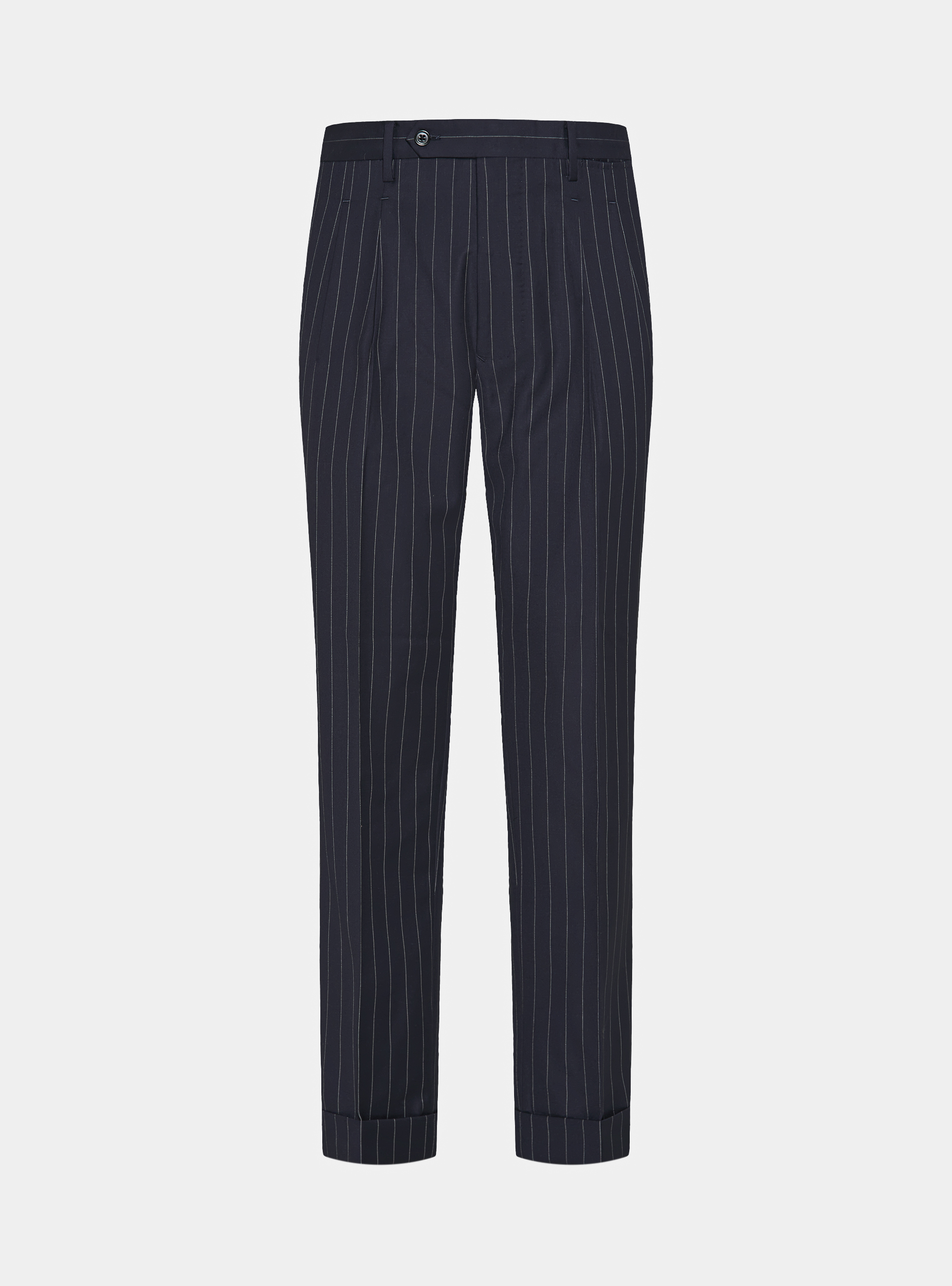Pantaloni per abito gessato con pince in pura lana Vitale Barberis Canonico, BLU NAVY