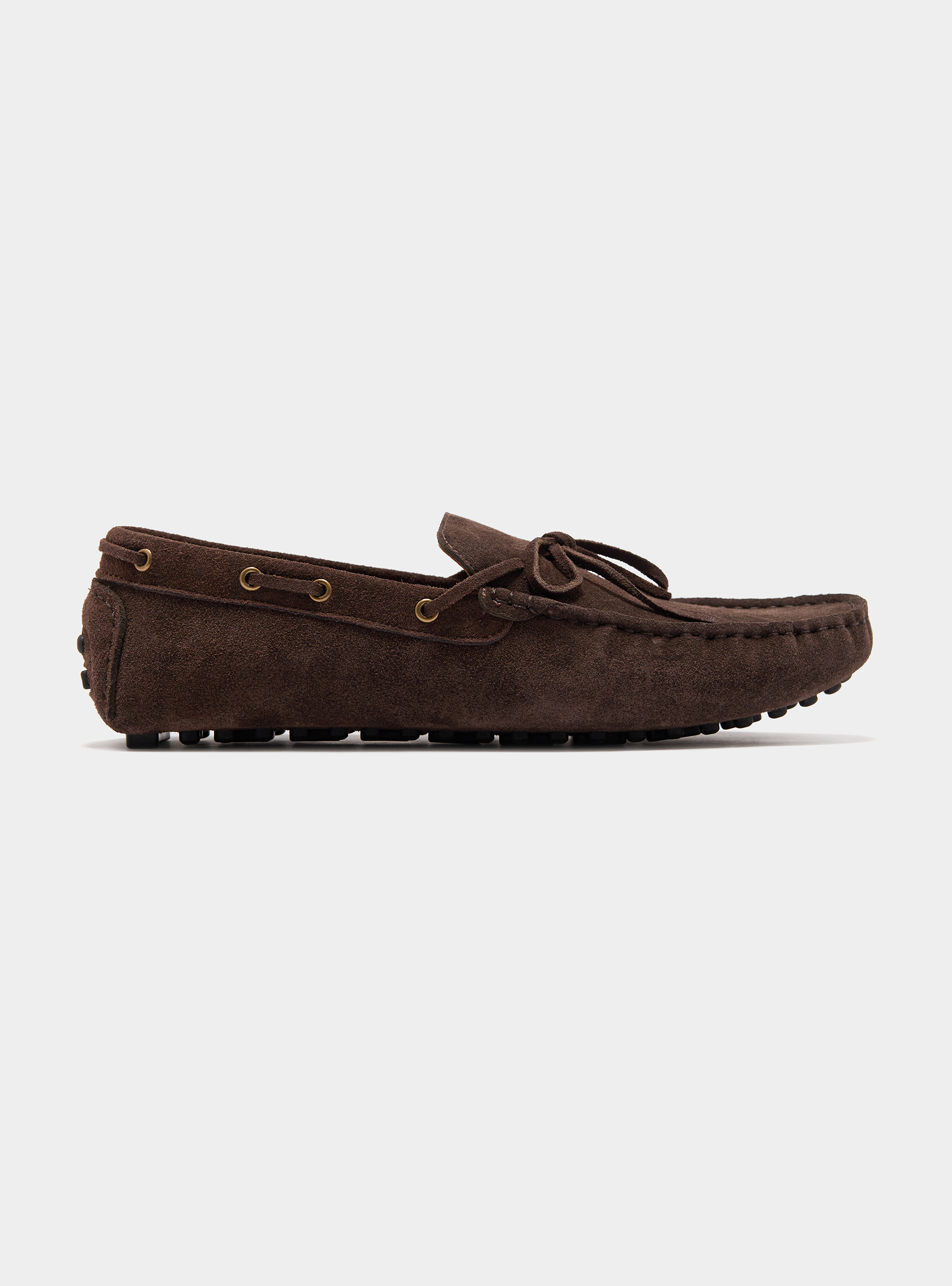 Mocassini da barca in suede, MARRONE
