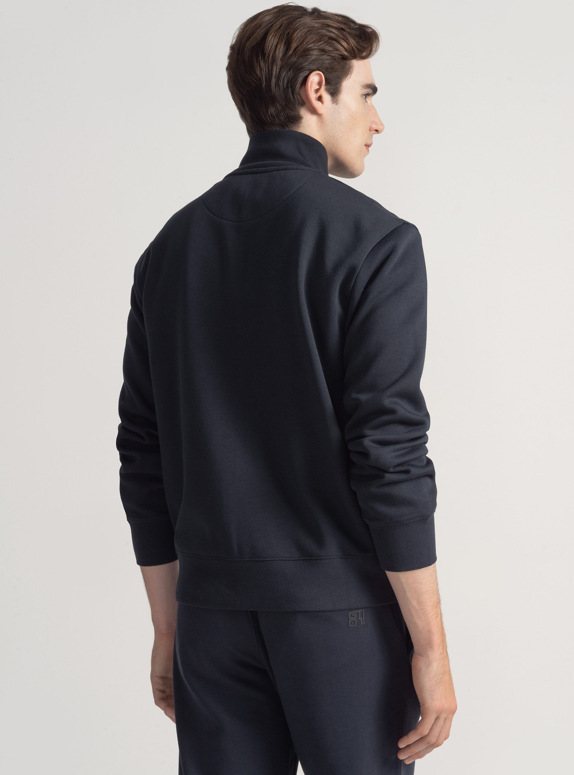Felpa GT01 full zip in misto cotone, BLU NAVY