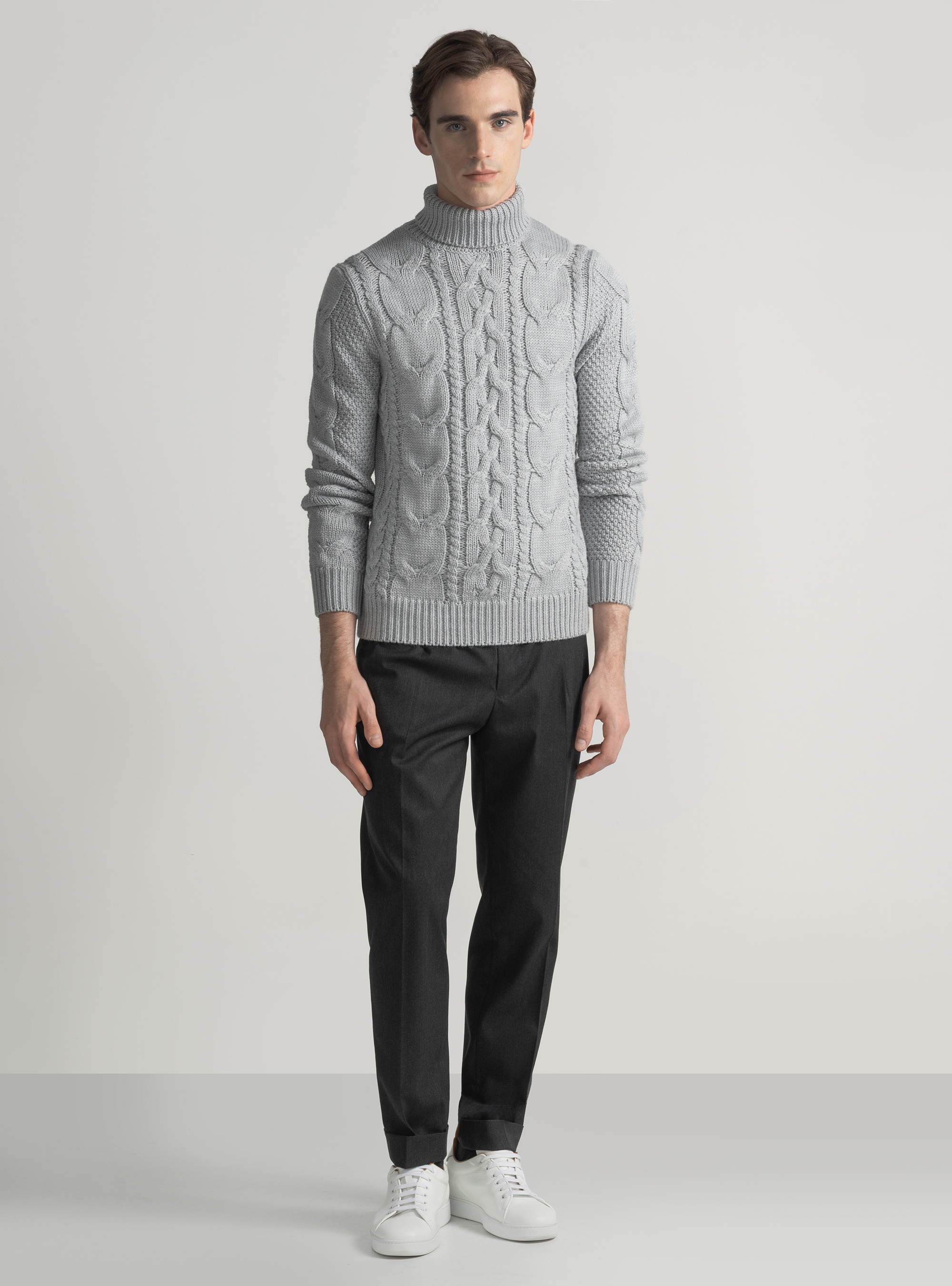 Pantaloni classici con pince, ASFALTO
