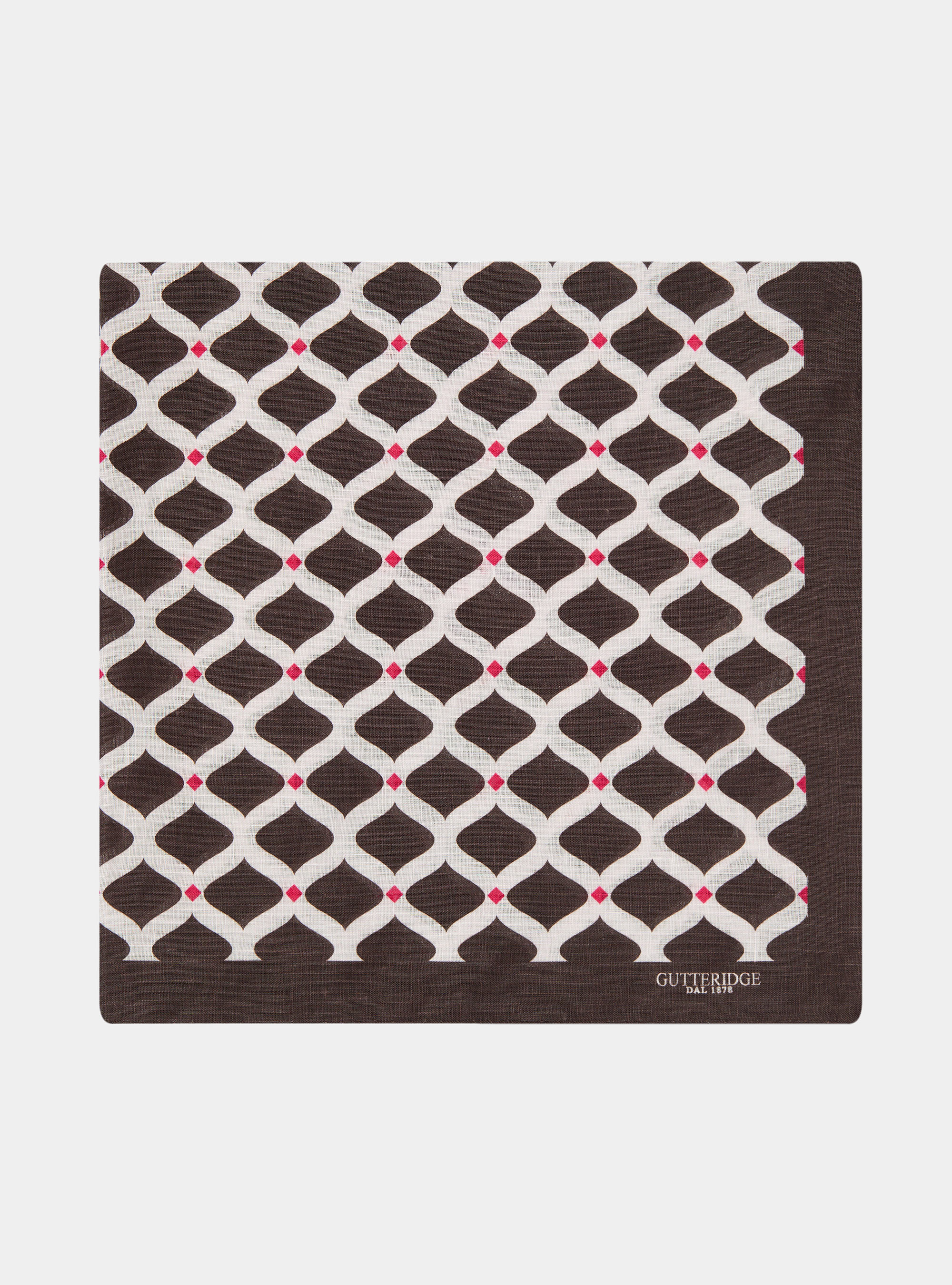 Foulard in lino stampa geometrica, MARRONE