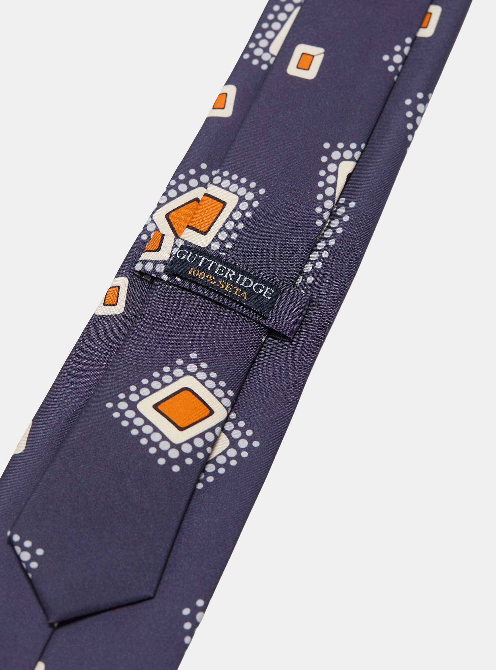 Cravatta in twill di seta stampa geometrica, BLU NAVY