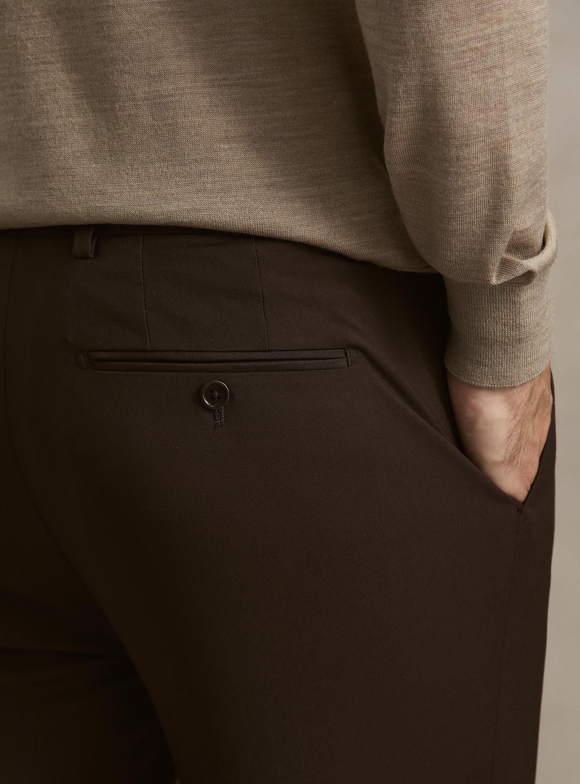 Pantaloni abito classico slim fit, MARRONE