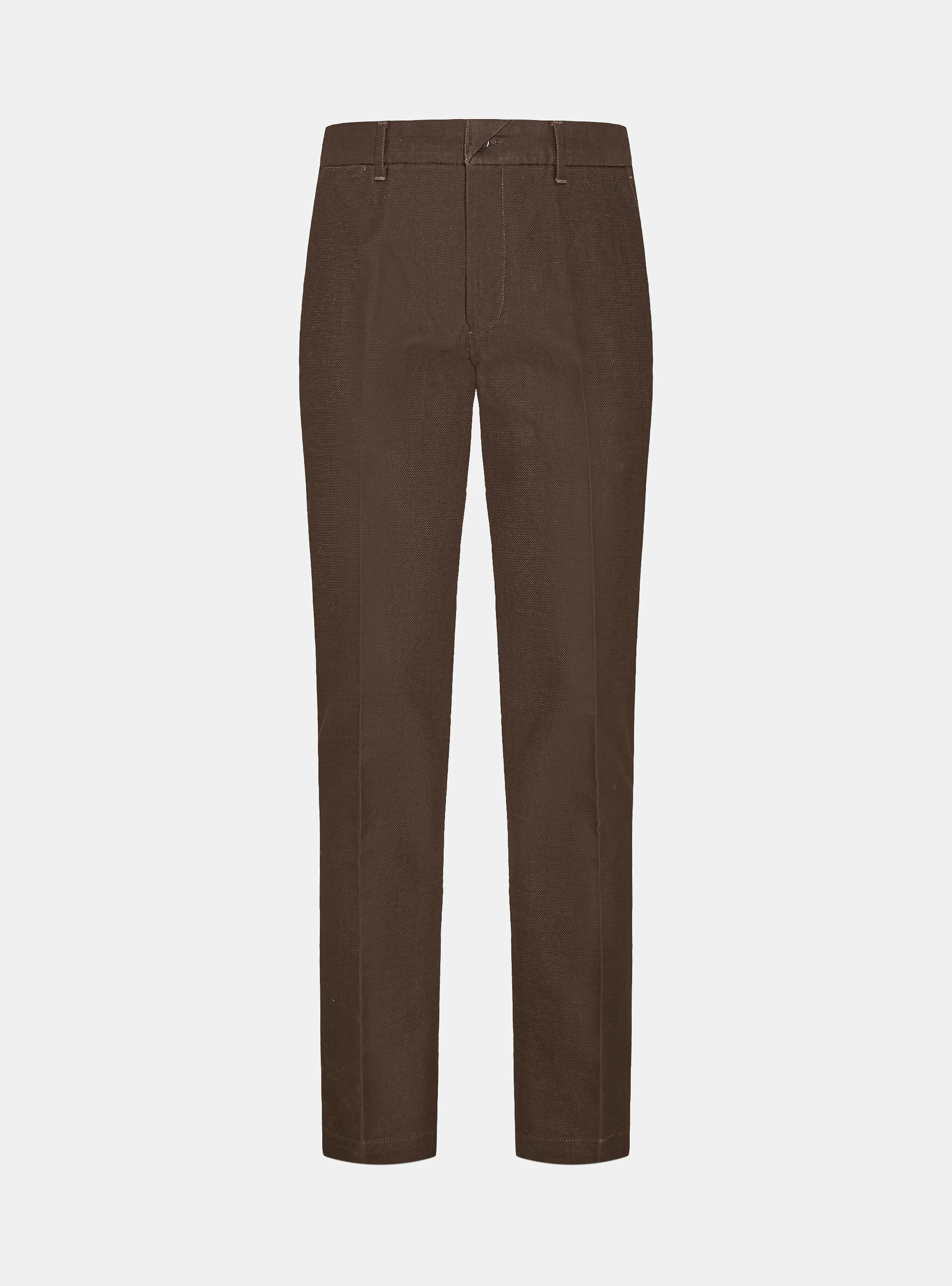 Pantaloni chino slim fit in cotone armaturato, MARRONE