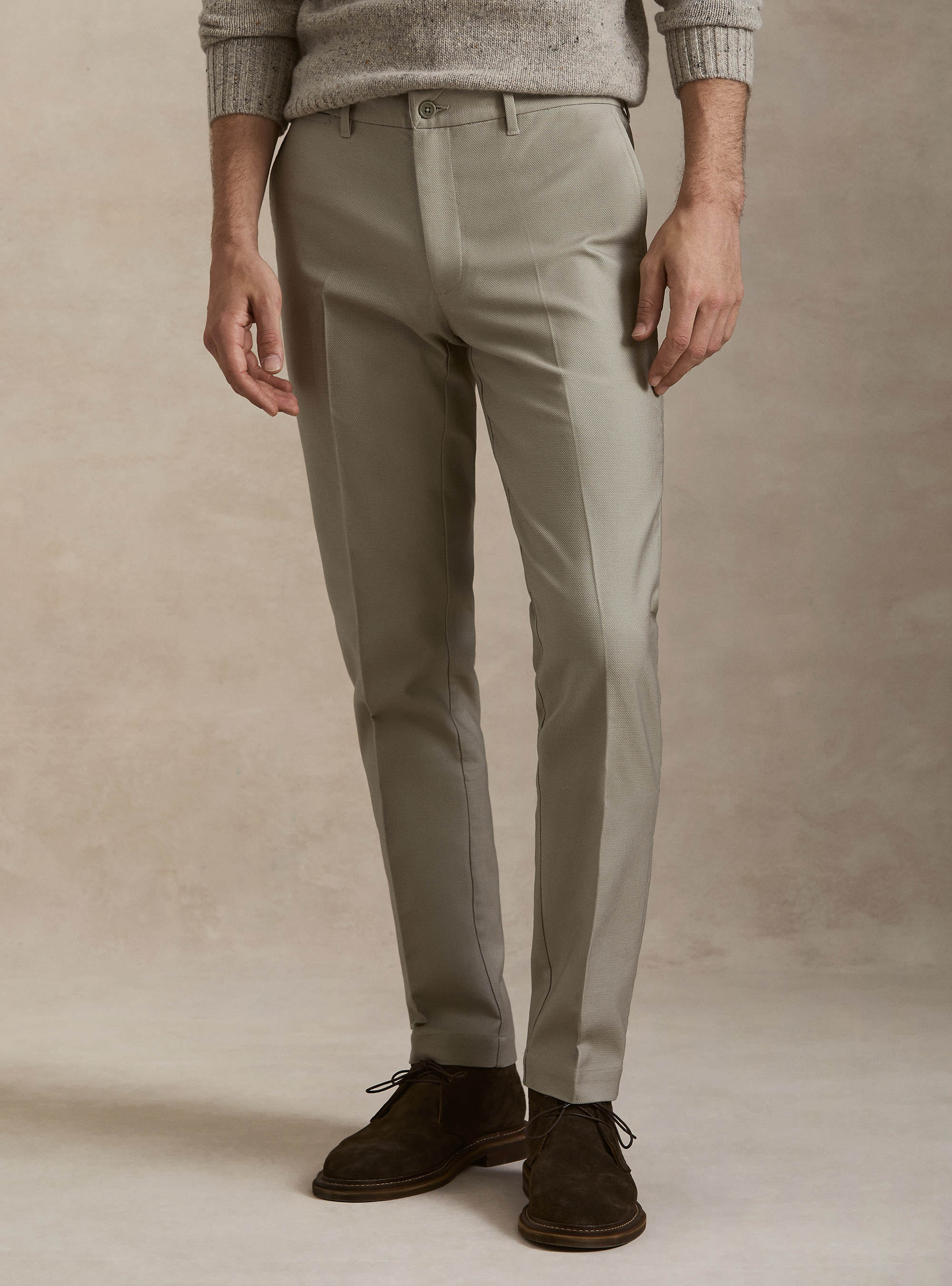 Pantaloni chino in cotone armaturato, ECRU
