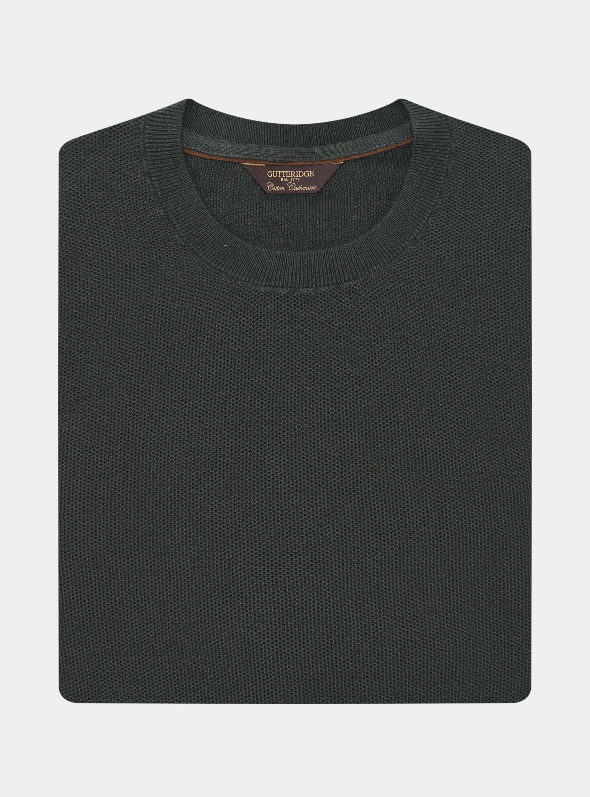 Maglia girocollo in cotone cashmere nido d'ape, MILITARE 0609C