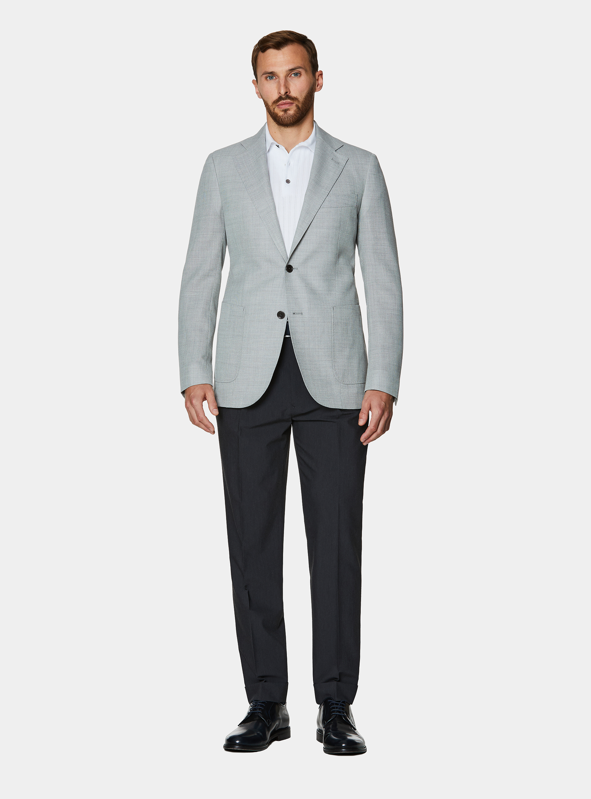 Giacca hopsack in pura lana, GRIGIO CHIARO