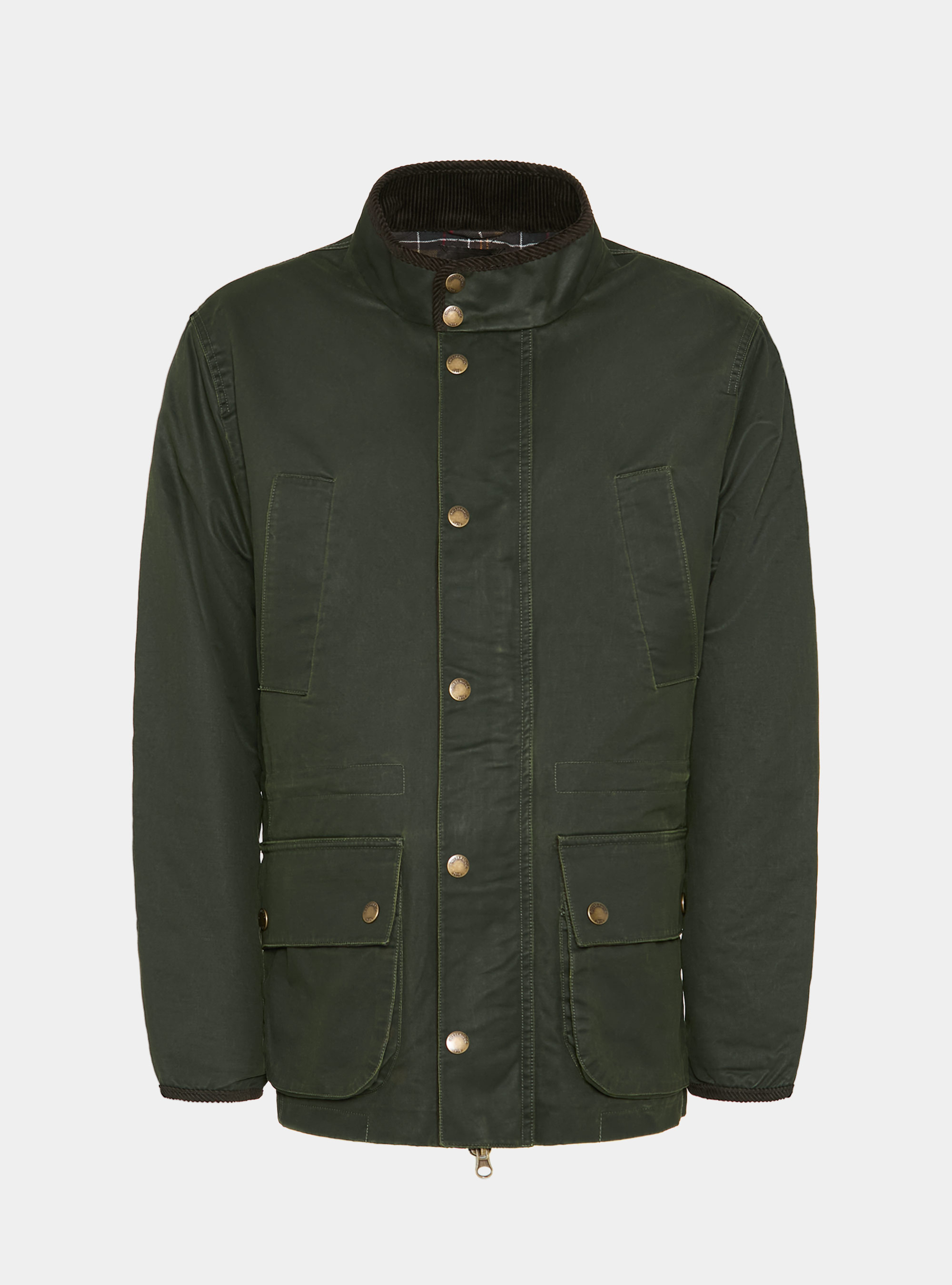 Field jacket in tela cerata di cotone, VERDE