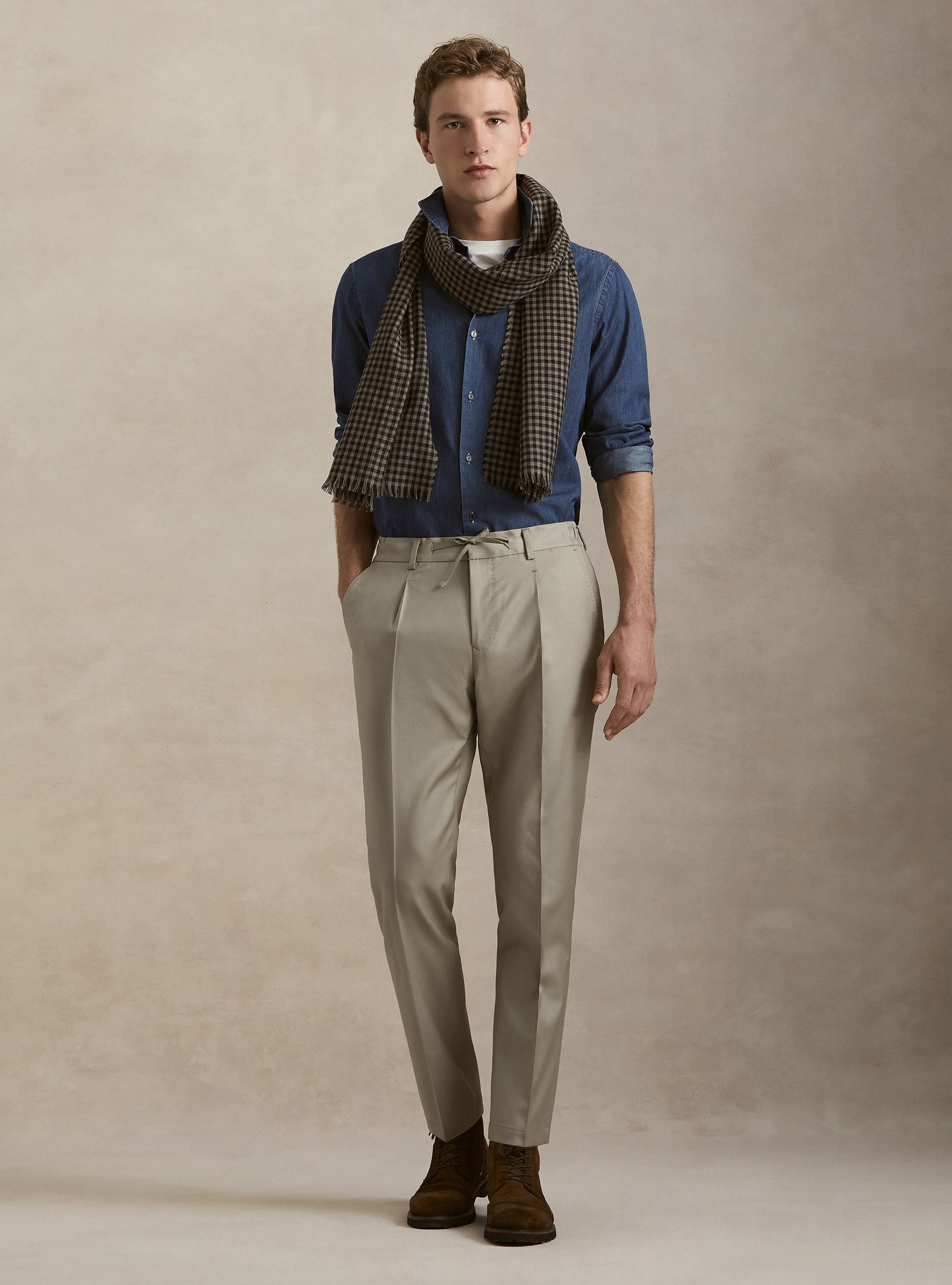 Pantaloni con coulisse in lana Vitale Barberis Canonico, SABBIA 0591C