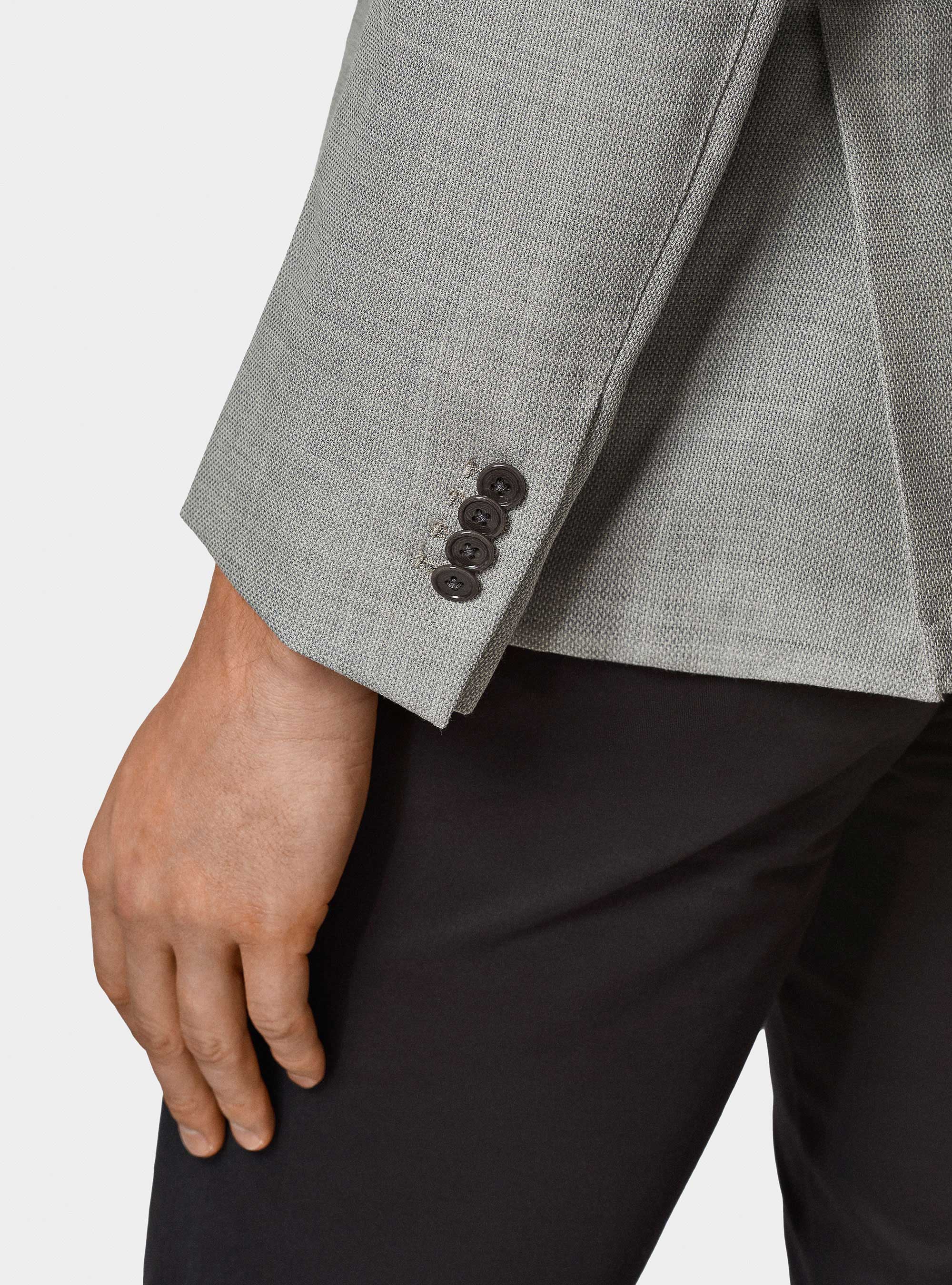 Giacca in pura lana micro texture, GRIGIO CHIARO
