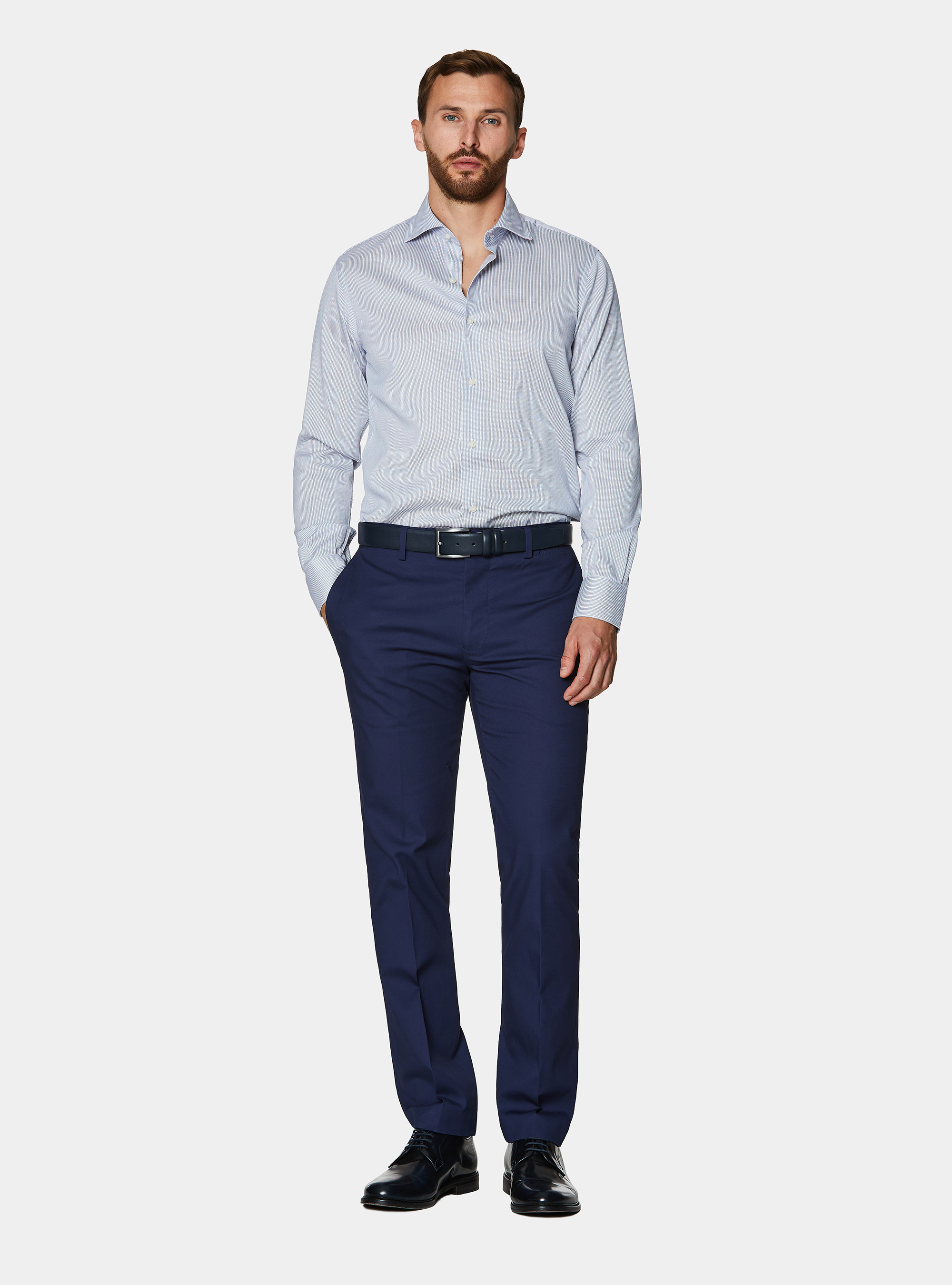 Pantaloni abito in cotone, BLU