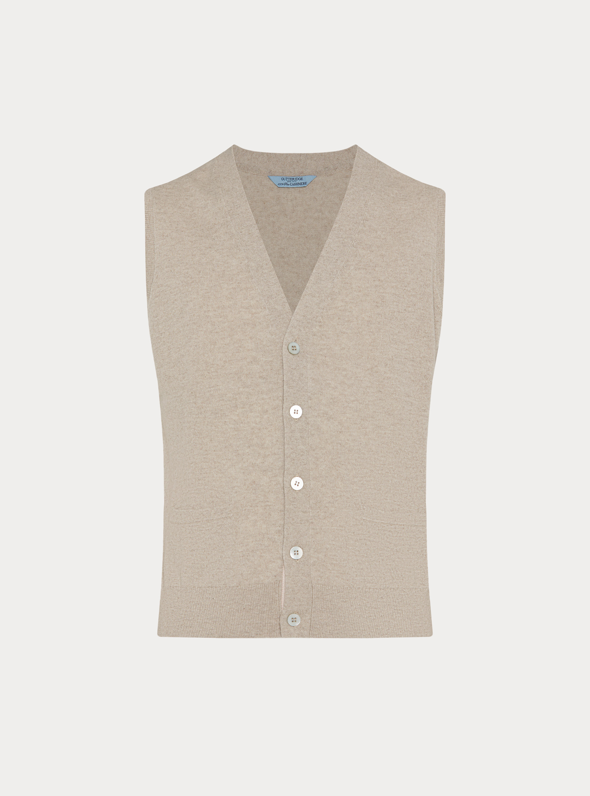 Gilet in puro cashmere con bottoni, ECRU