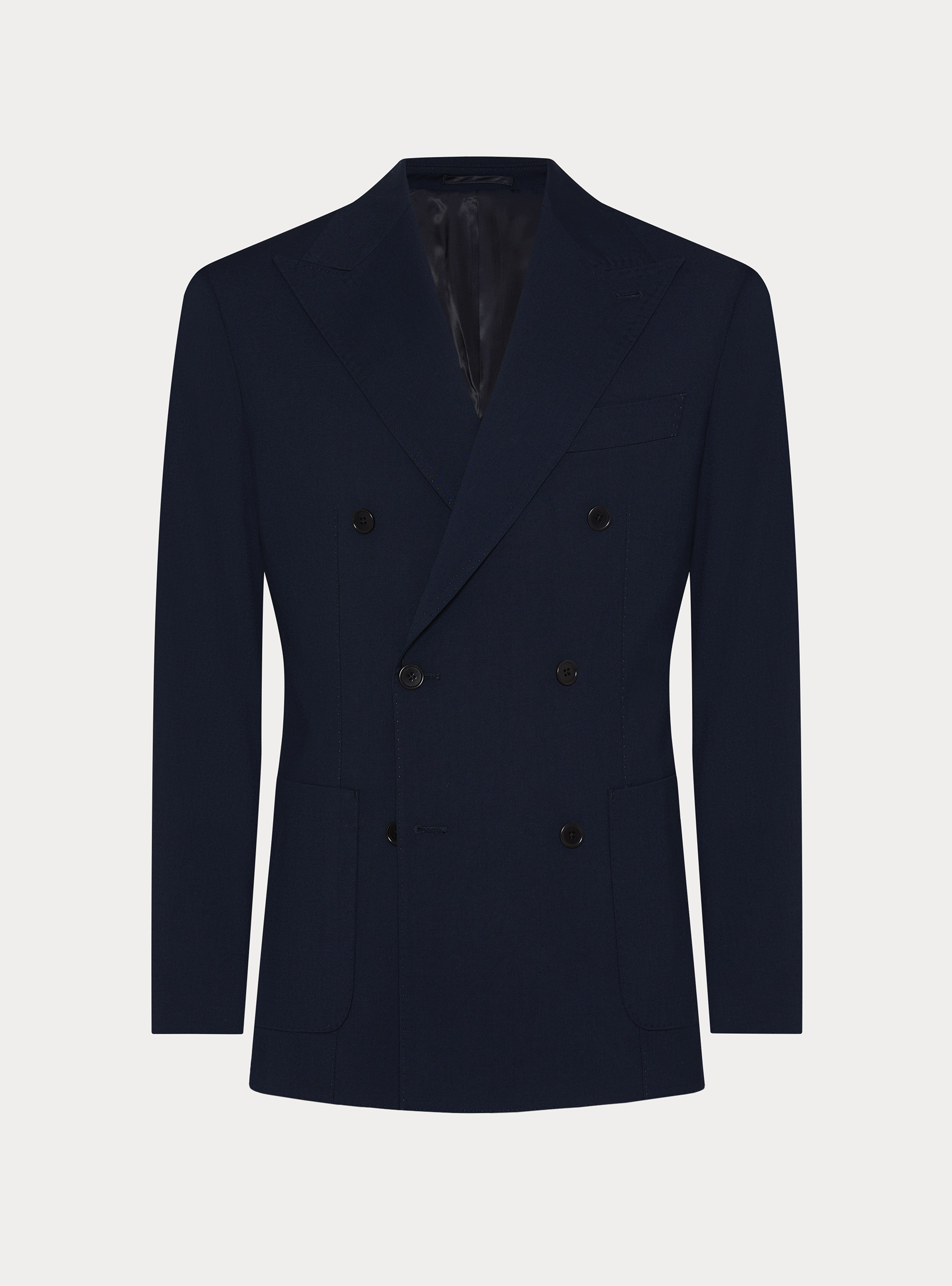 Giacca doppiopetto in tessuto stretch, BLU NAVY