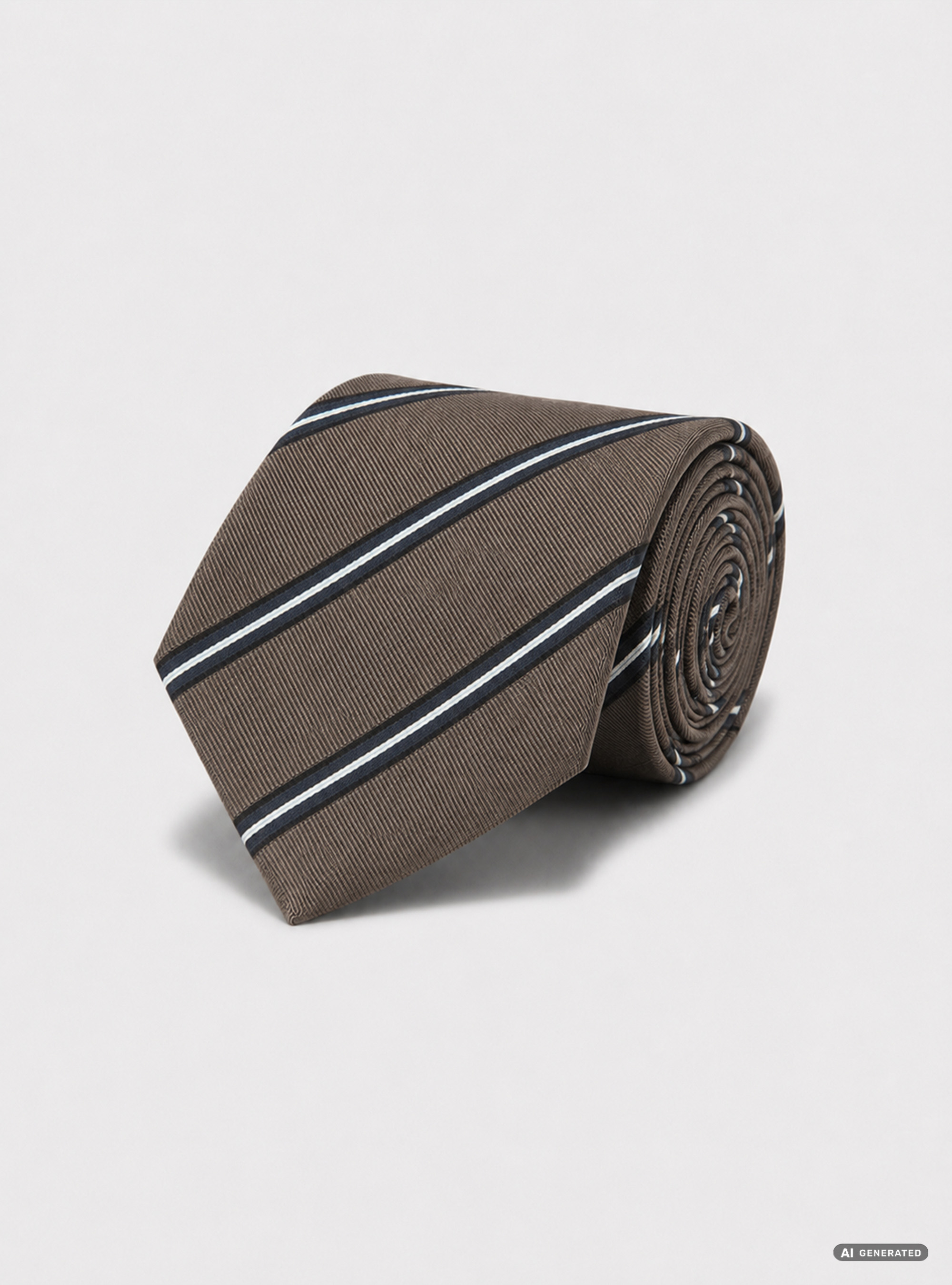 Cravatta in twill di seta rigata, MARRONE